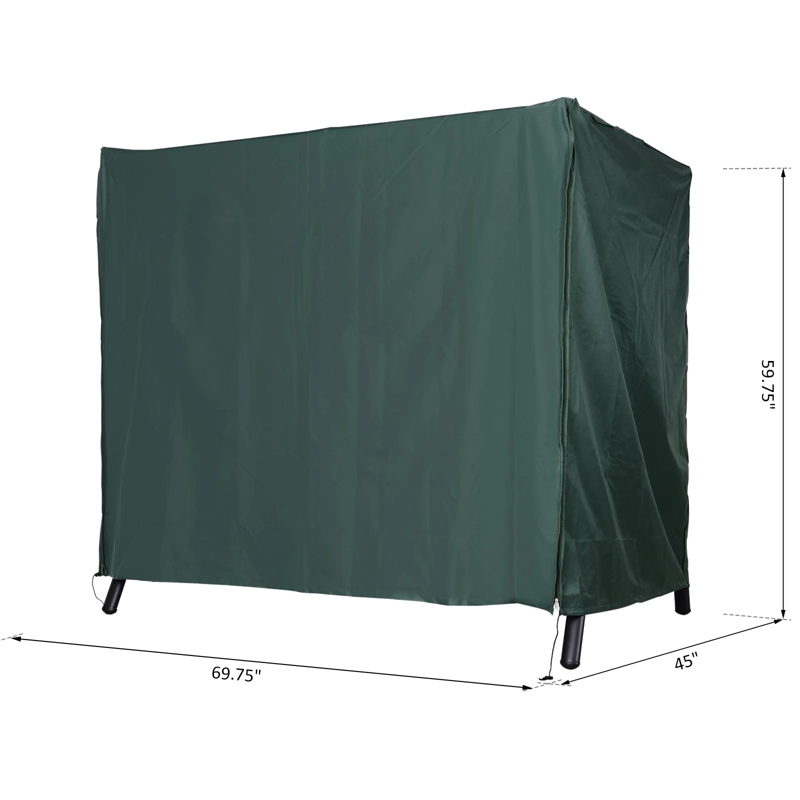 3-Seat Outdoor Swing Cover, Large Hammock Cover w/ UV Resistant & Windproof, Green - Image 5