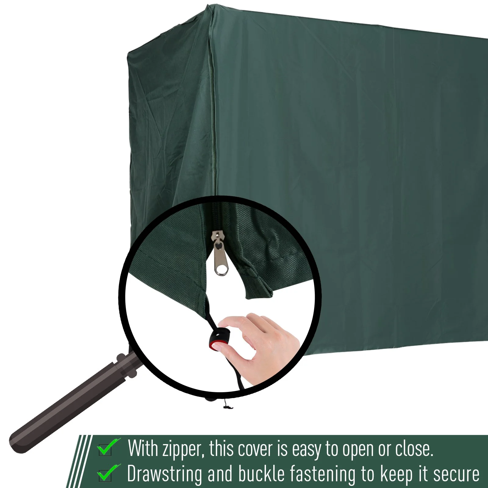 3-Seat Outdoor Swing Cover, Large Hammock Cover w/ UV Resistant & Windproof, Green - Image 7