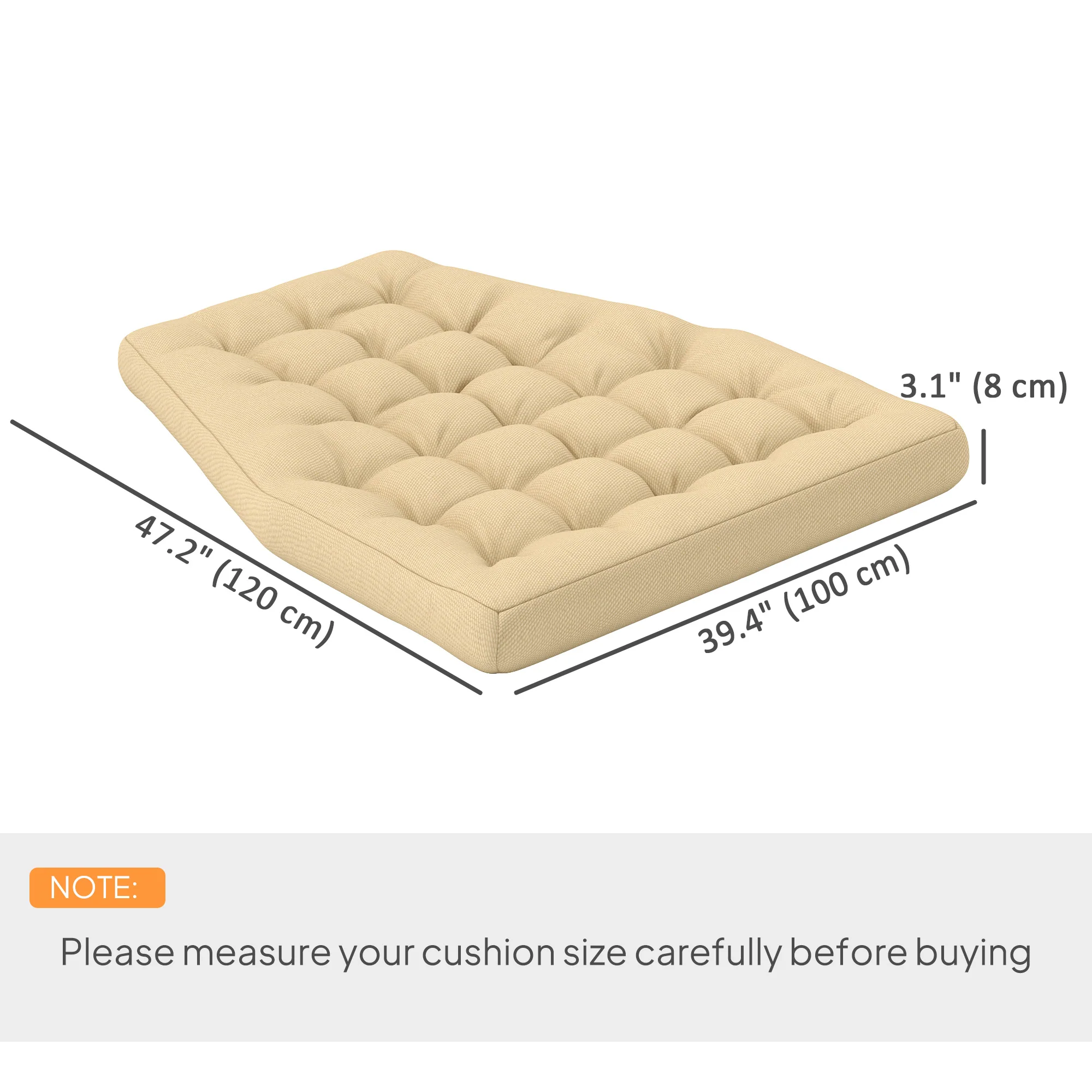Outdoor Tufted Patio Cushion Replacement for Garden Egg Chair, High-Density Foam, Beige - Image 5