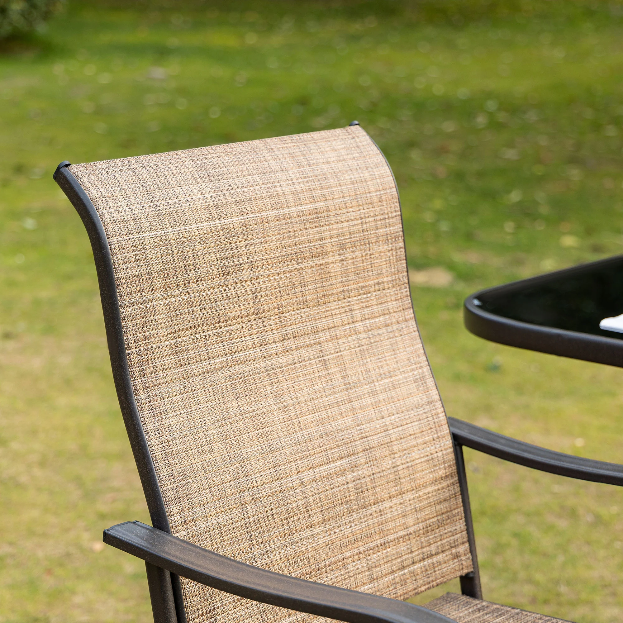 Outdoor Bar Stools Set of 2, Swivel Bar Height Chairs w/ High Back & Curved Armrests, Brown - Image 9