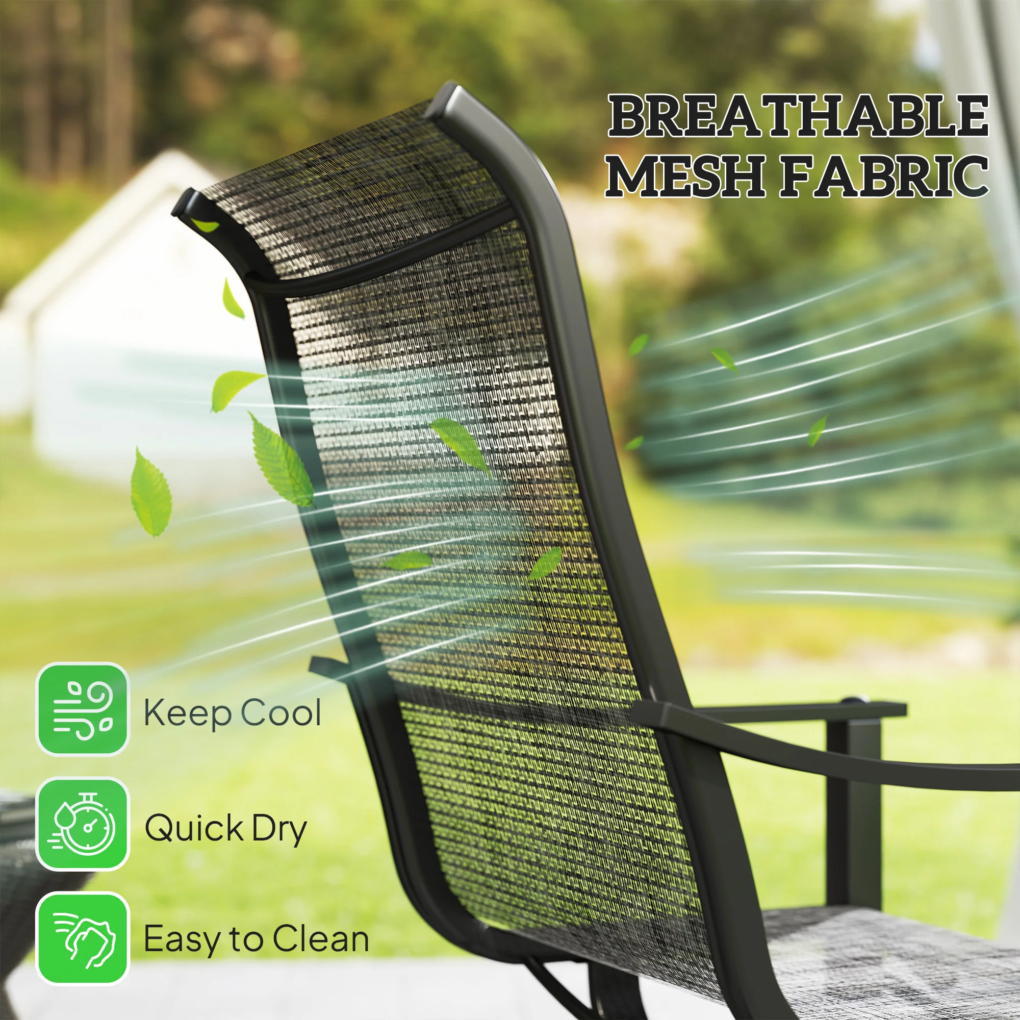 2 Pieces Rocking Swivel Patio Chairs with High Back & Curved Armrests, Mixed Grey - Image 7