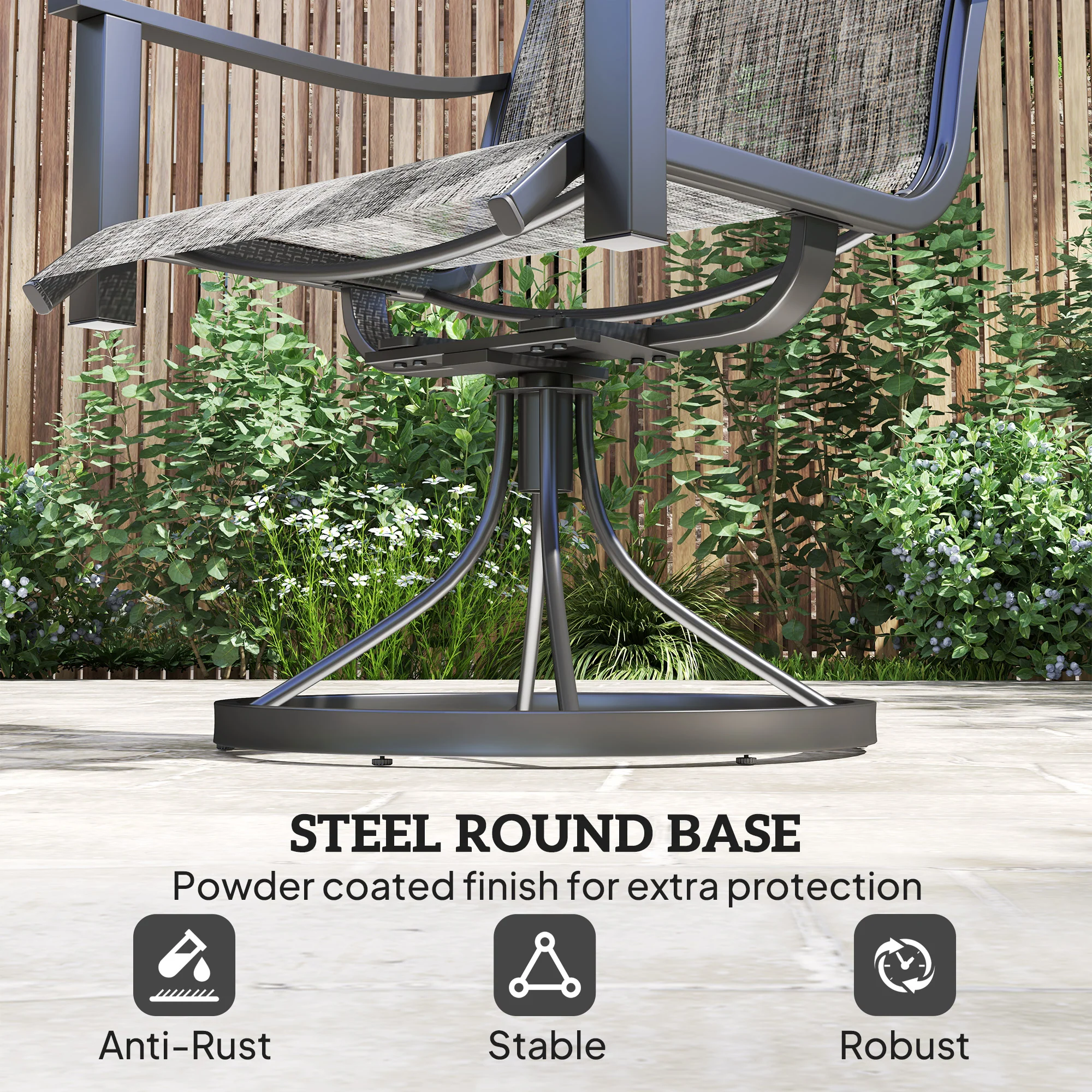 2 Pieces Rocking Swivel Patio Chairs with High Back & Curved Armrests, Mixed Grey - Image 9