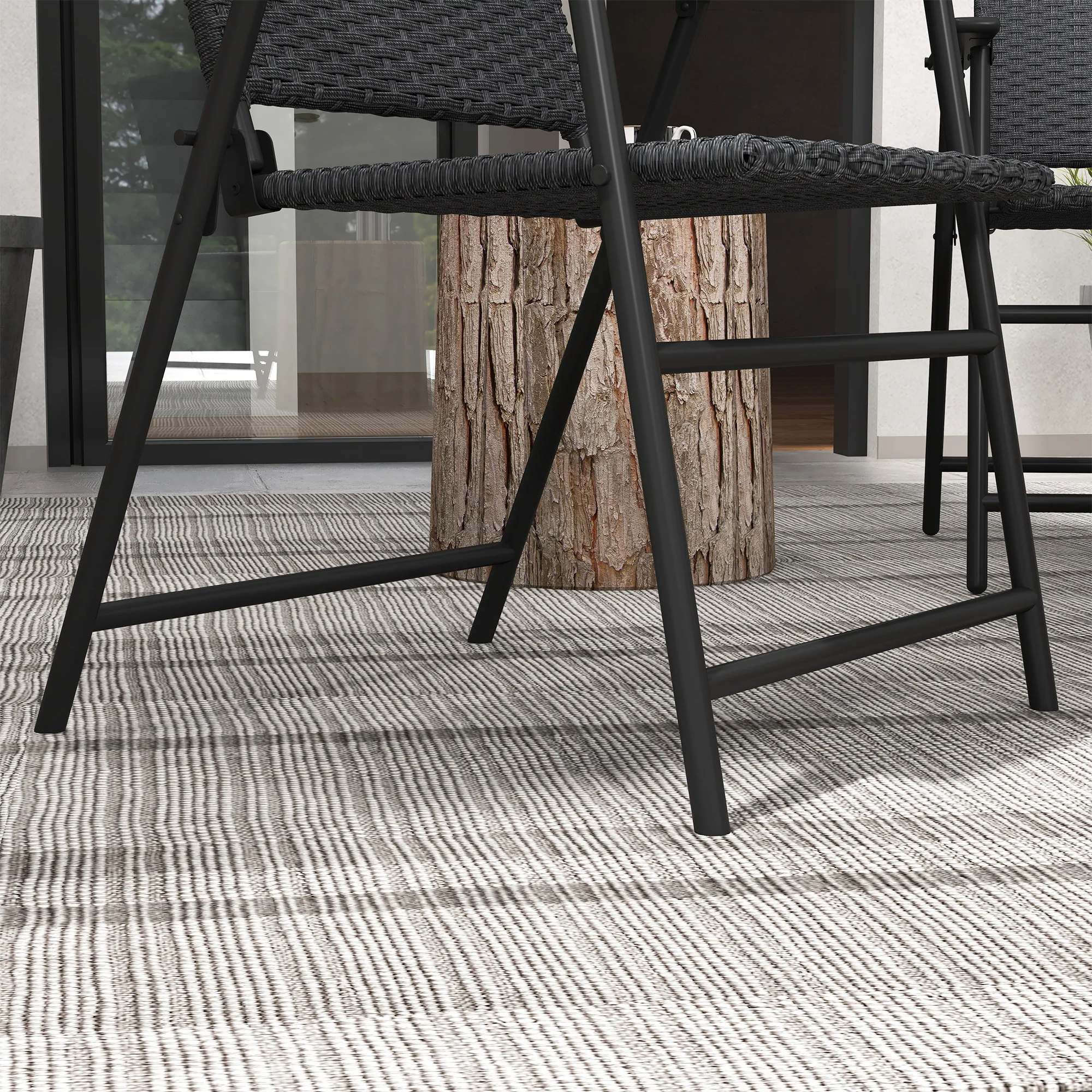 Outdoor Wicker Dining Chair Set of 2, Foldable Patio Furniture with Steel Frame, Black - Image 11