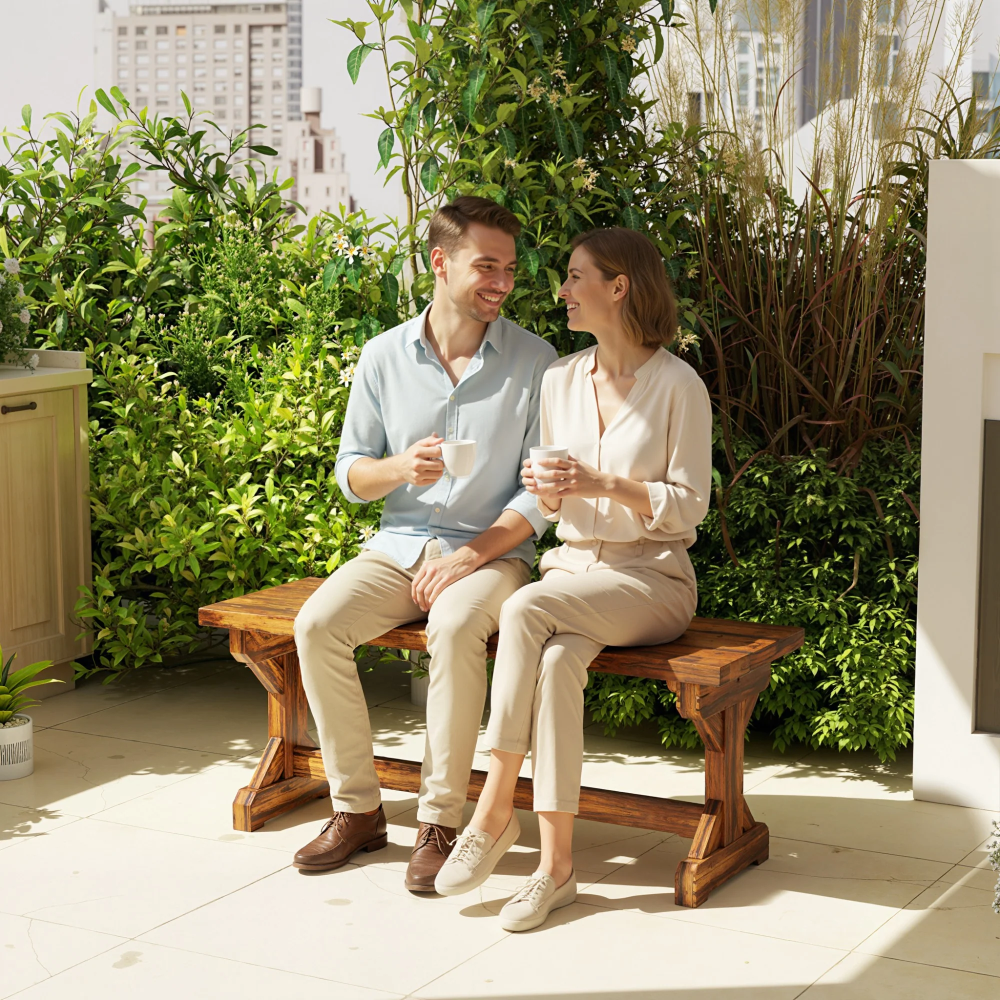 2-Person Outdoor Wooden Bench with Farmhouse X-Shaped Base, Carbonized - Image 10