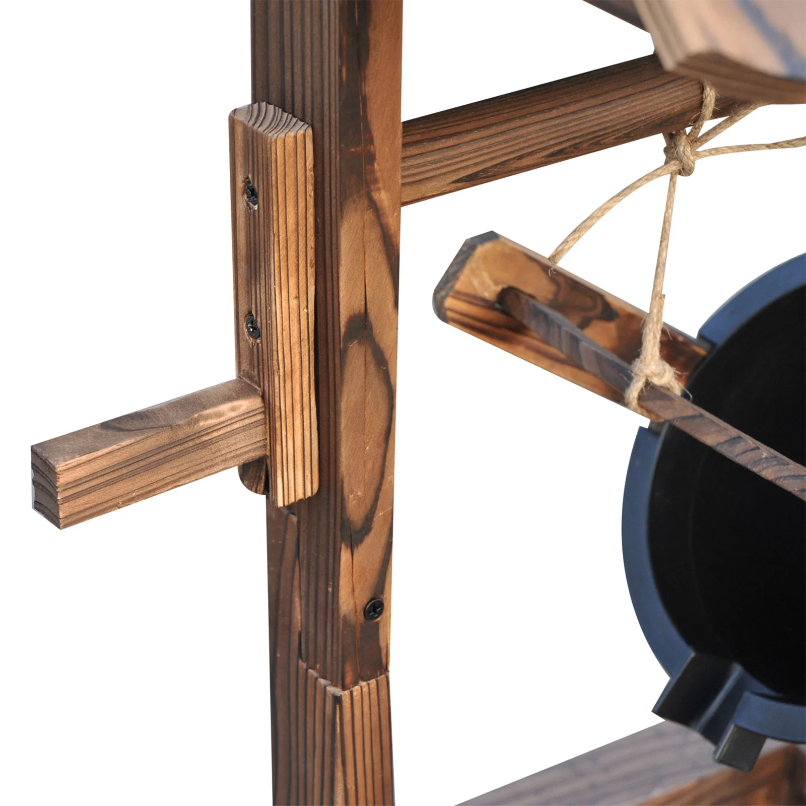 Outdoor Wooden Wishing Well Fountain w/ Adjustable Water Flow Rate & Electric Pump - Image 9