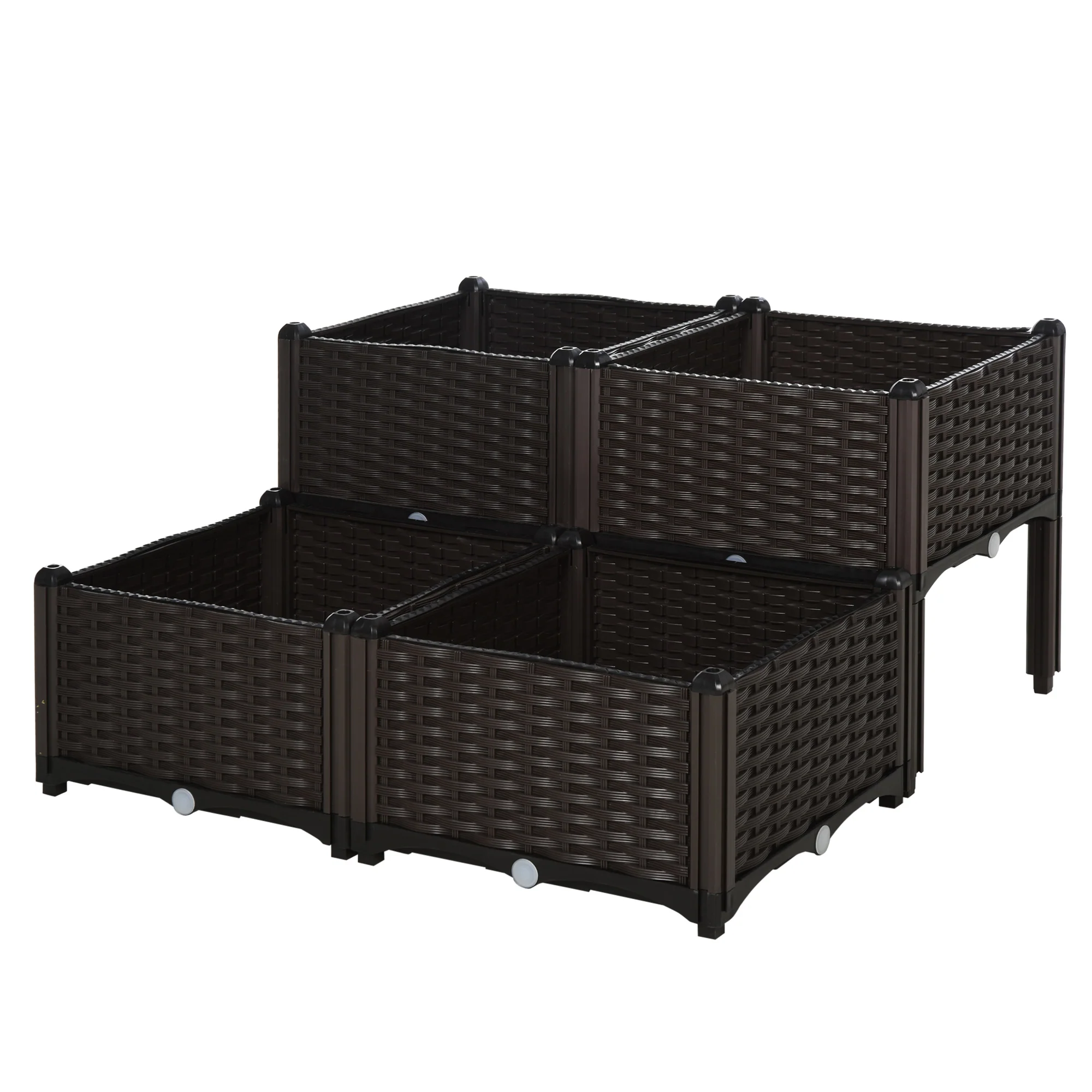 1 Piece Raised Garden Bed with Legs, Self-Watering Planter Box Raised Bed to Grow Flowers, Herbs & Vegetables, Brown - Image 14