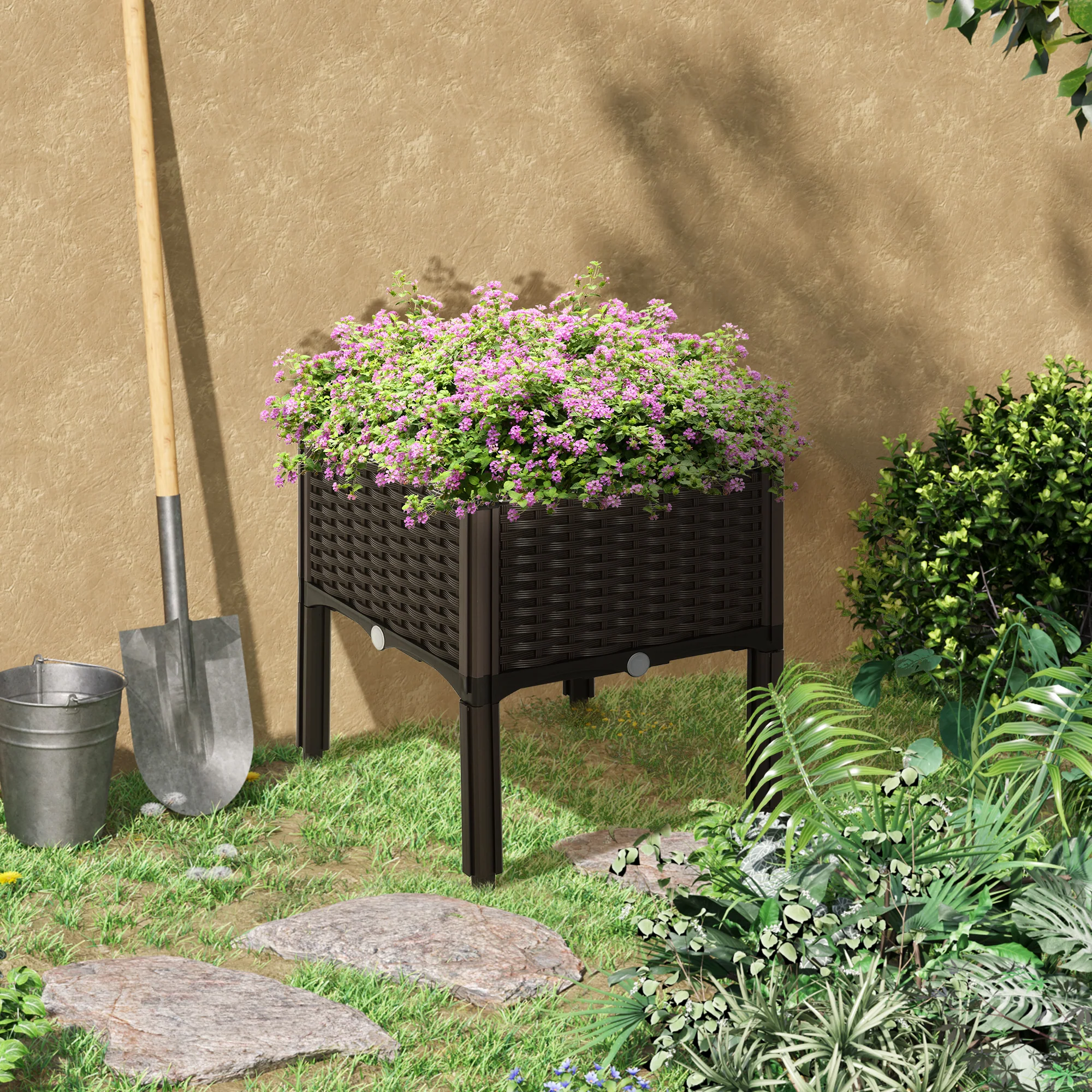 1 Piece Raised Garden Bed with Legs, Self-Watering Planter Box Raised Bed to Grow Flowers, Herbs & Vegetables, Brown - Image 3