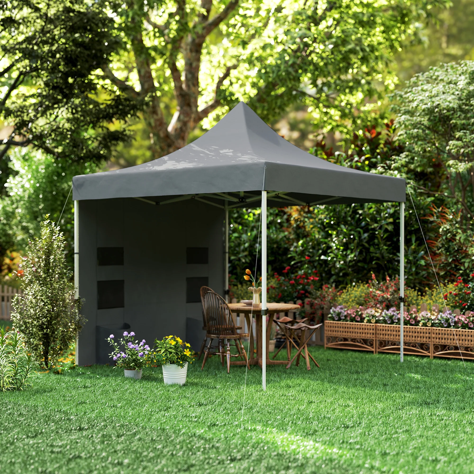10' x 10' Heavy Duty Pop-Up Canopy Tent with Sidewalls, UPF50+ & Storage Pockets, Gray - Image 11