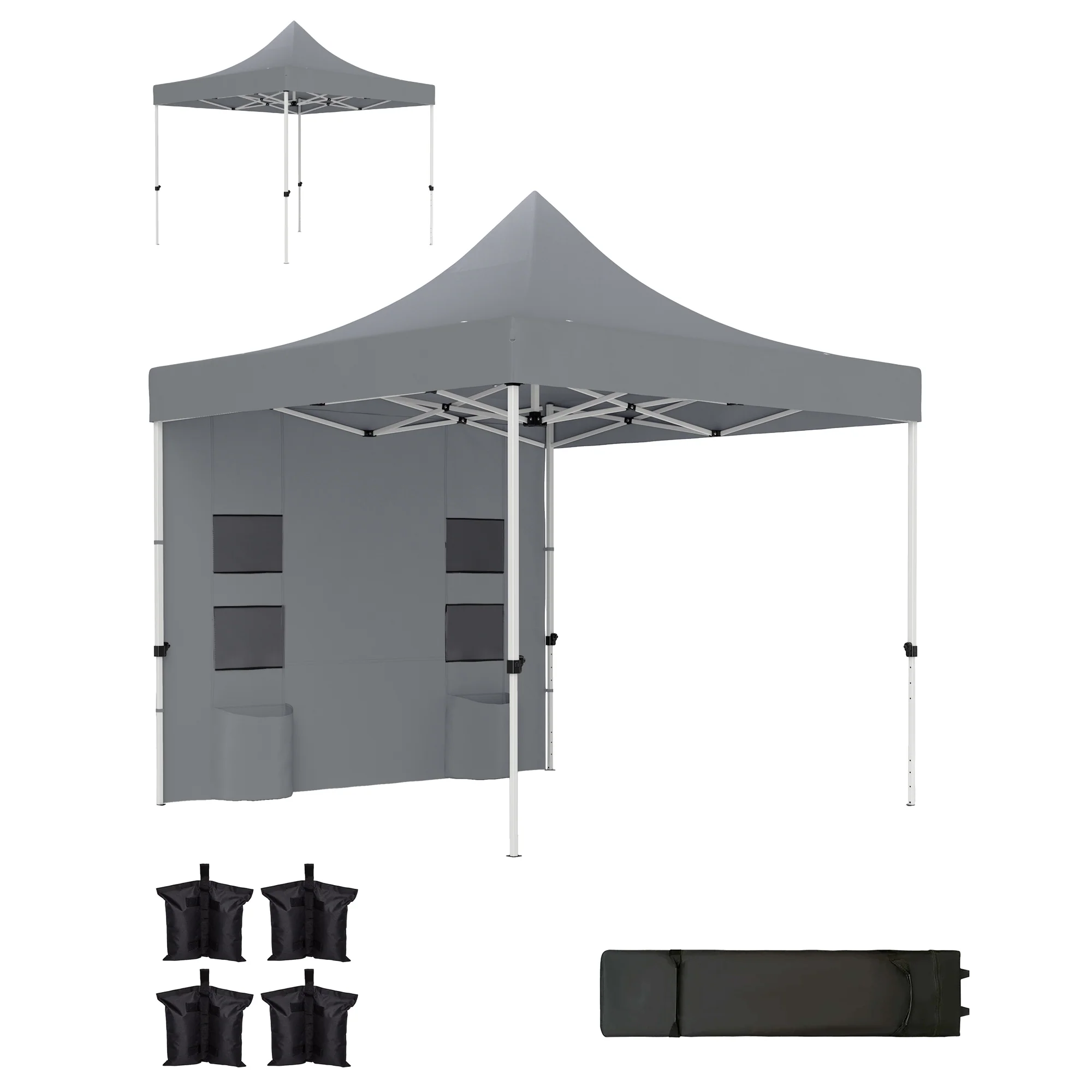10' x 10' Heavy Duty Pop-Up Canopy Tent with Sidewalls, UPF50+ & Storage Pockets, Gray - Image 2
