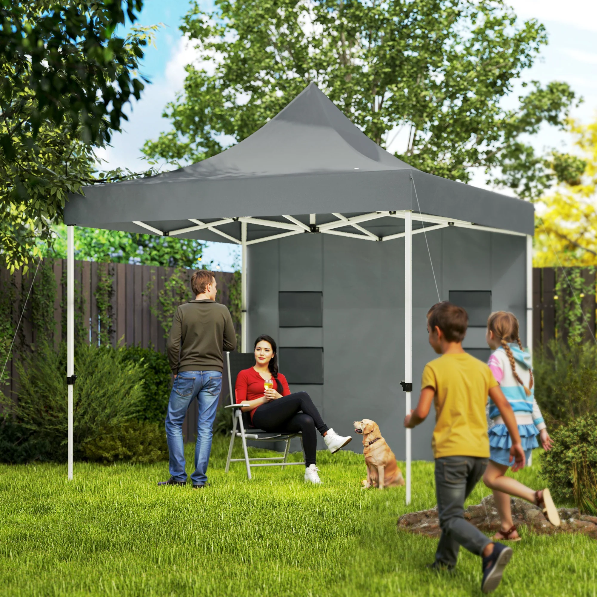 10' x 10' Heavy Duty Pop-Up Canopy Tent with Sidewalls, UPF50+ & Storage Pockets, Gray - Image 3