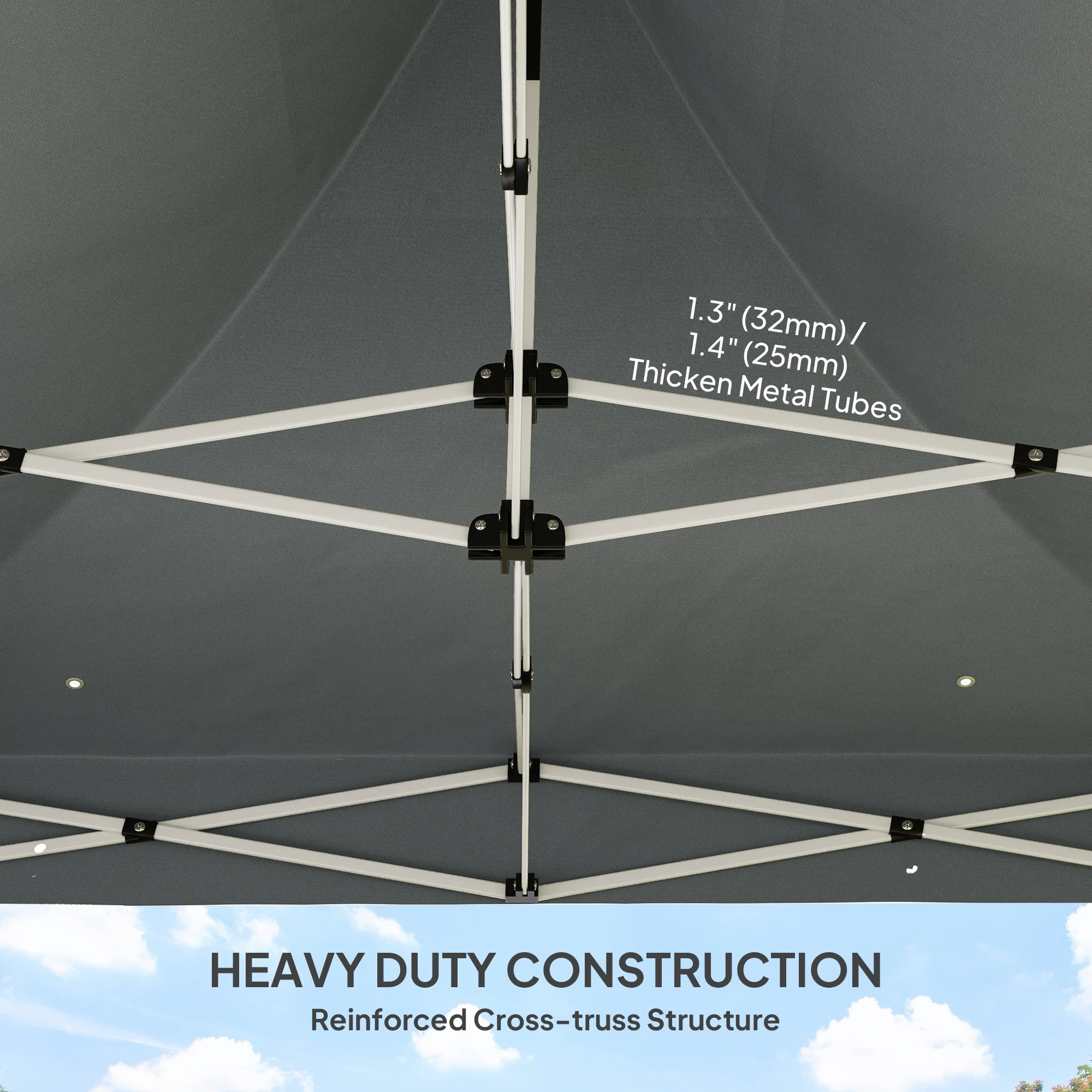 10' x 10' Heavy Duty Pop-Up Canopy Tent with Sidewalls, UPF50+ & Storage Pockets, Gray - Image 6