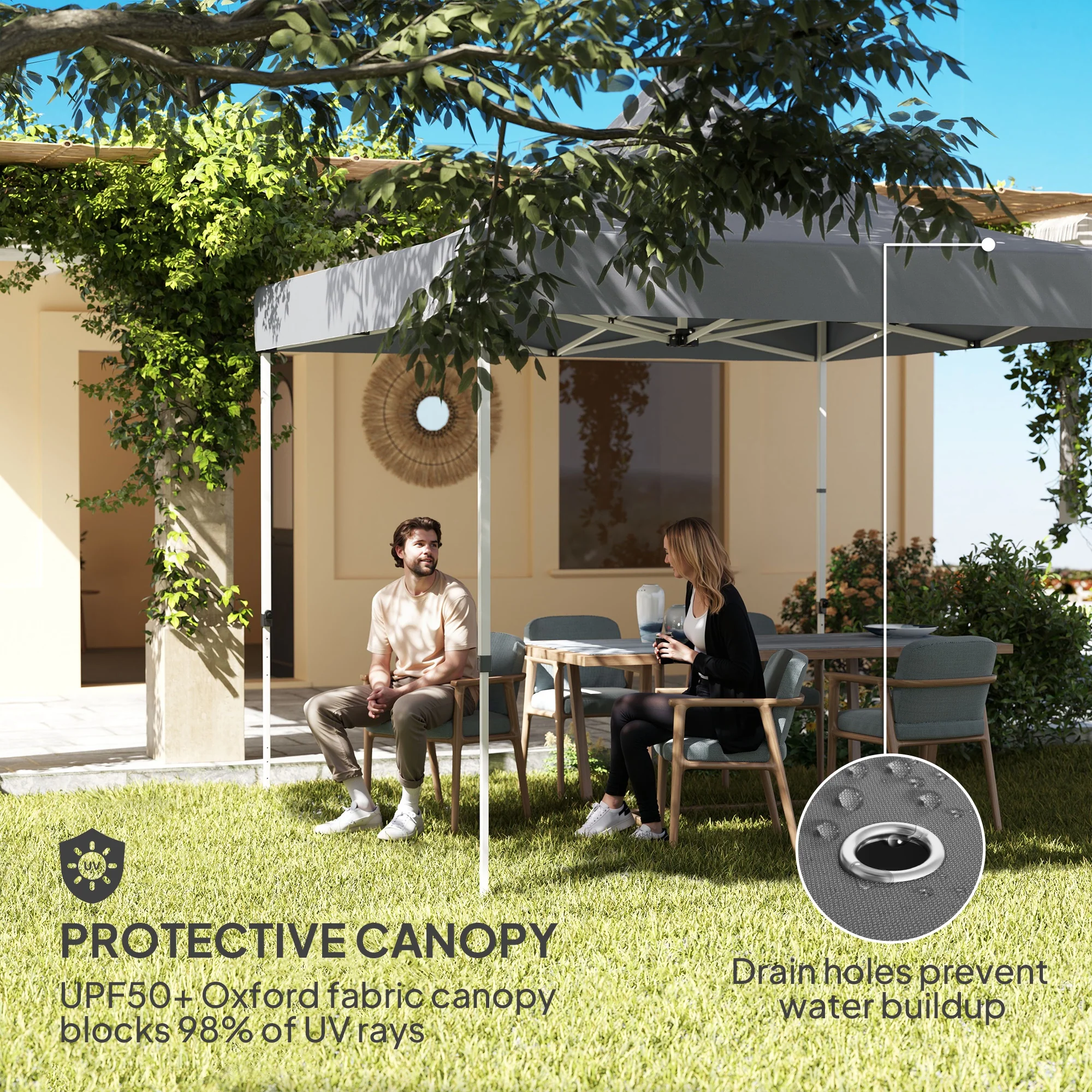 10' x 10' Heavy Duty Pop-Up Canopy Tent with Sidewalls, UPF50+ & Storage Pockets, Gray - Image 7