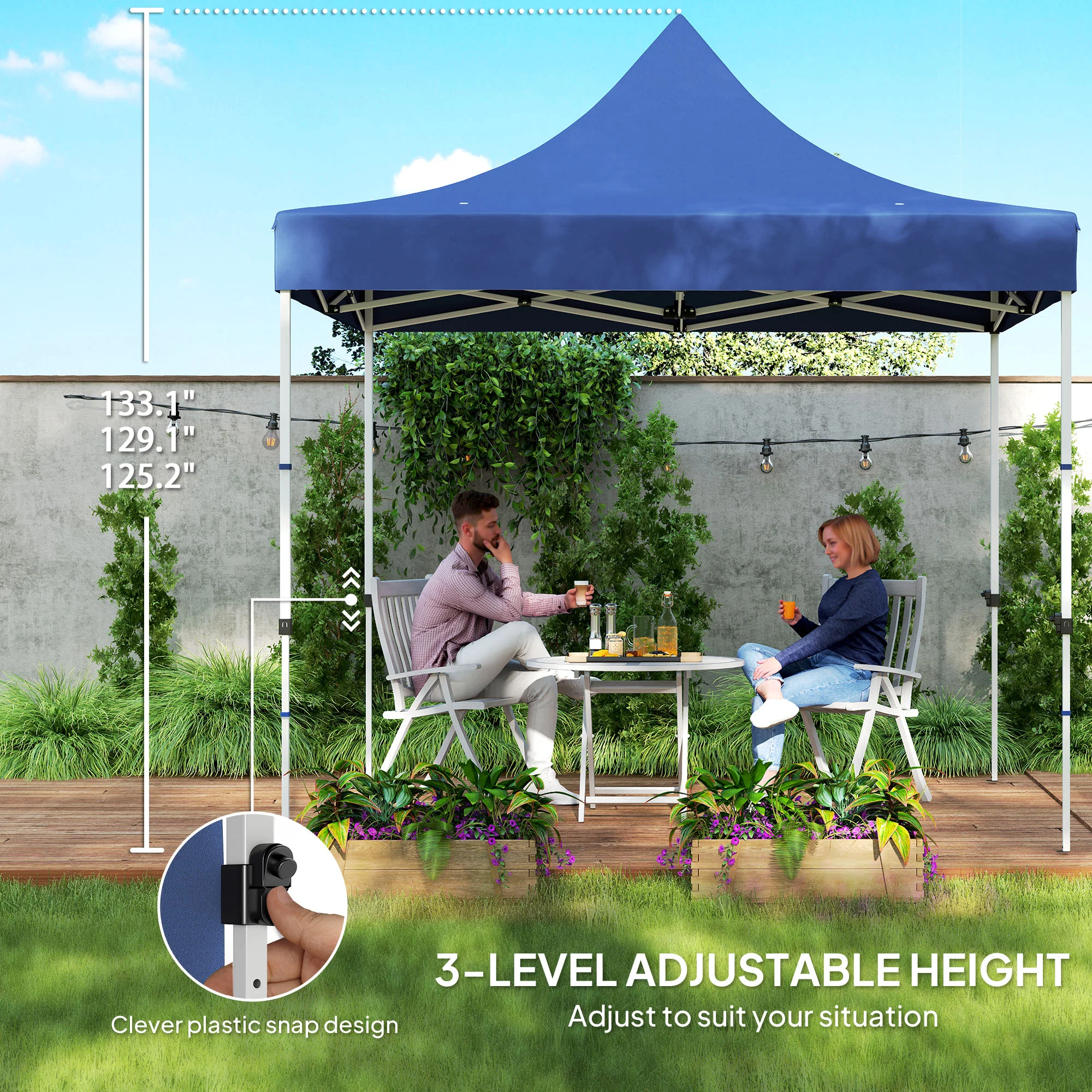 10' x 10' Heavy Duty Pop-Up Canopy Tent with Sidewalls, UPF50+ Sun Shelter, Dark Blue - Image 10