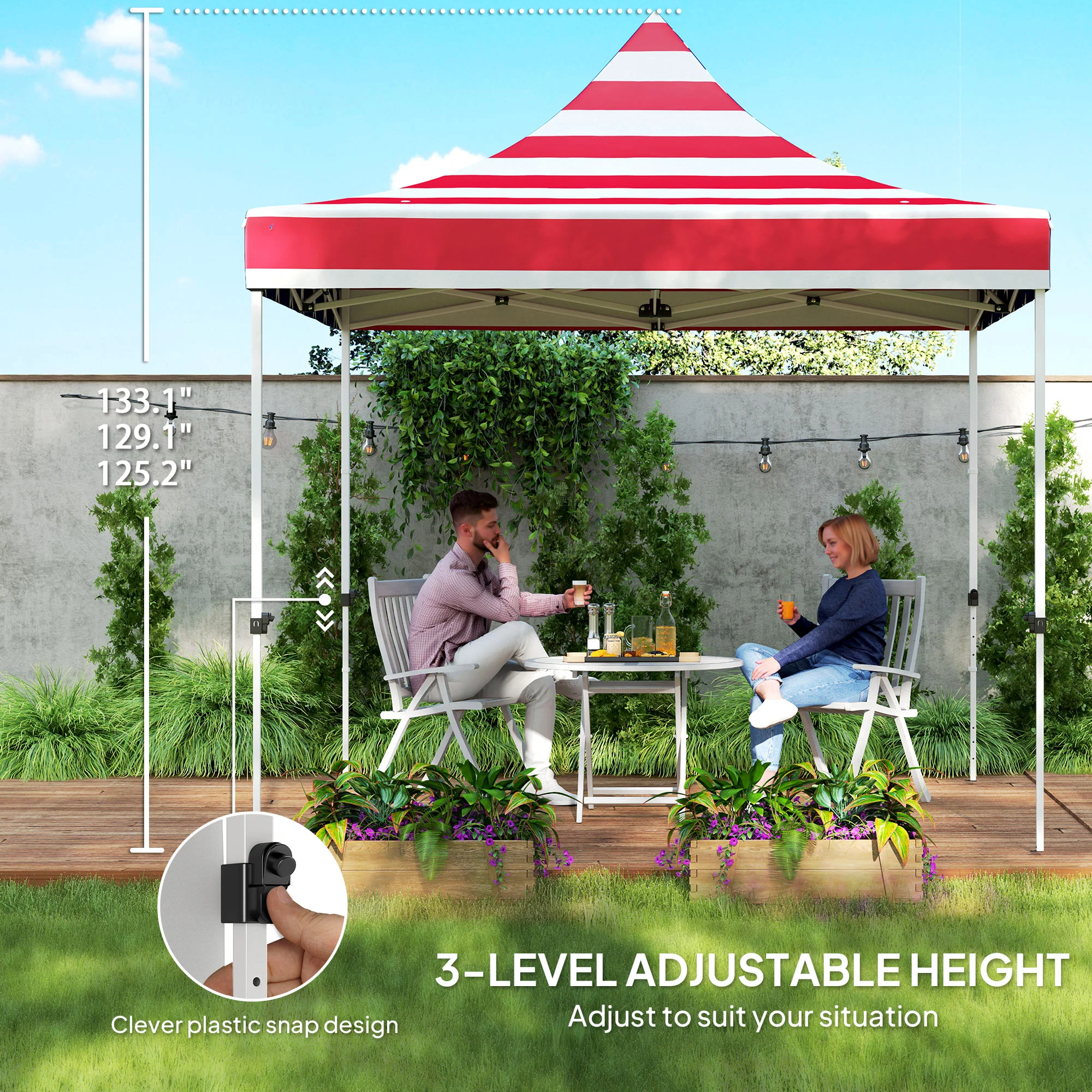 10' x 10' Canopy Tent with Sidewalls, UPF50+ Sun Shelter with Storage Pockets, American Flag Design - Image 10