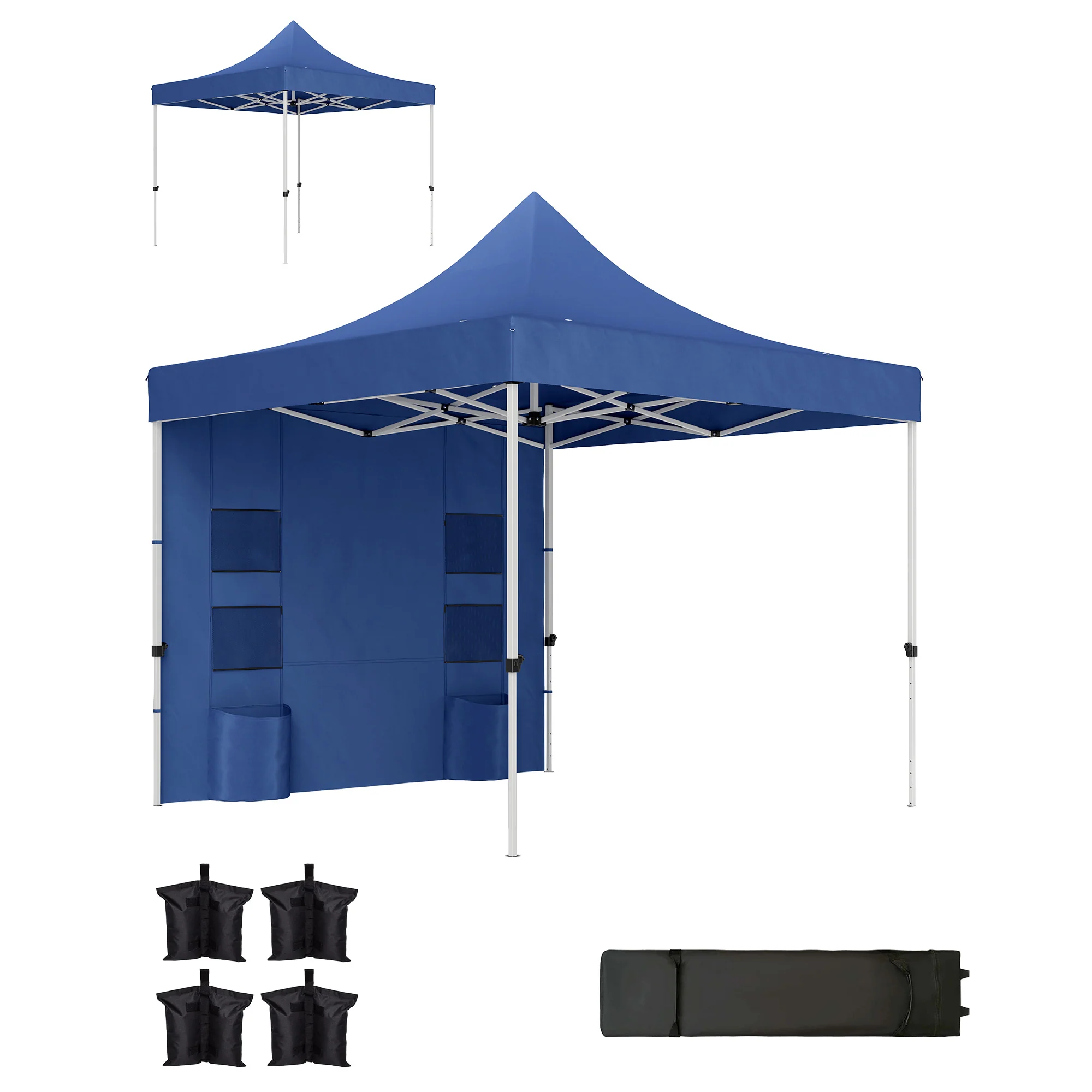 10' x 10' Heavy Duty Pop-Up Canopy Tent with Sidewalls, UPF50+ Sun Shelter, Dark Blue - Image 2