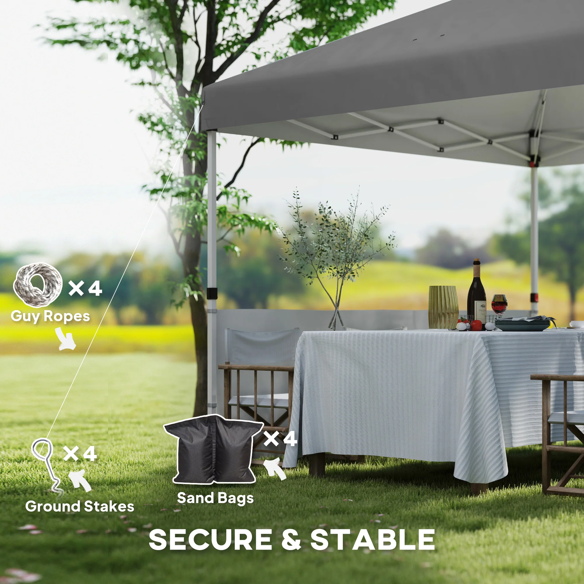10' x 10' Canopy Tent with UV50+ & Wheeled Bag, 2 Half Sidewalls, Dark Gray - Image 10