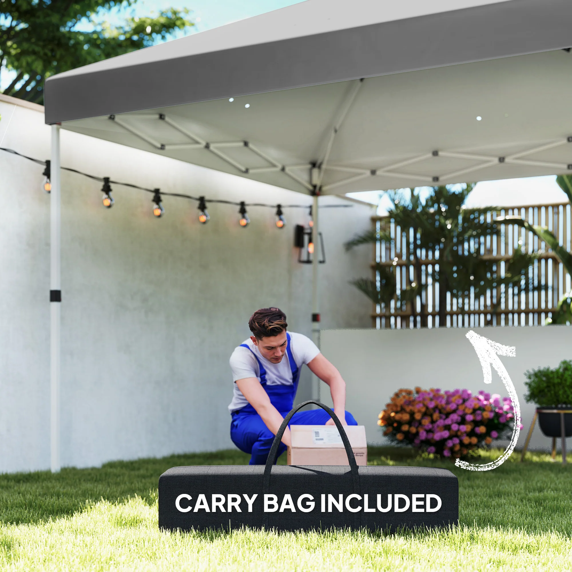 10' x 10' Canopy Tent with UV50+ & Wheeled Bag, 2 Half Sidewalls, Dark Gray - Image 11