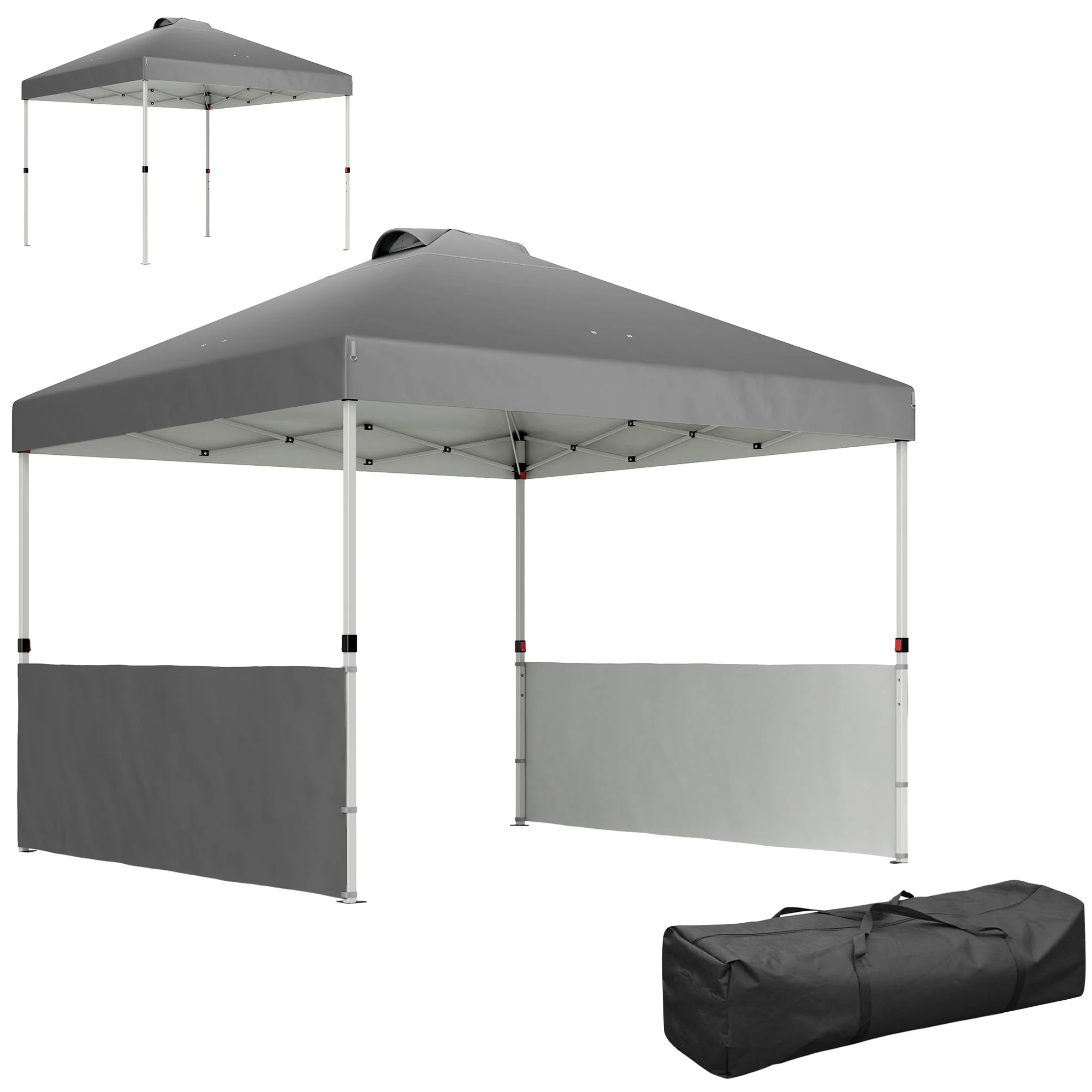10' x 10' Canopy Tent with UV50+ & Wheeled Bag, 2 Half Sidewalls, Dark Gray - Image 12