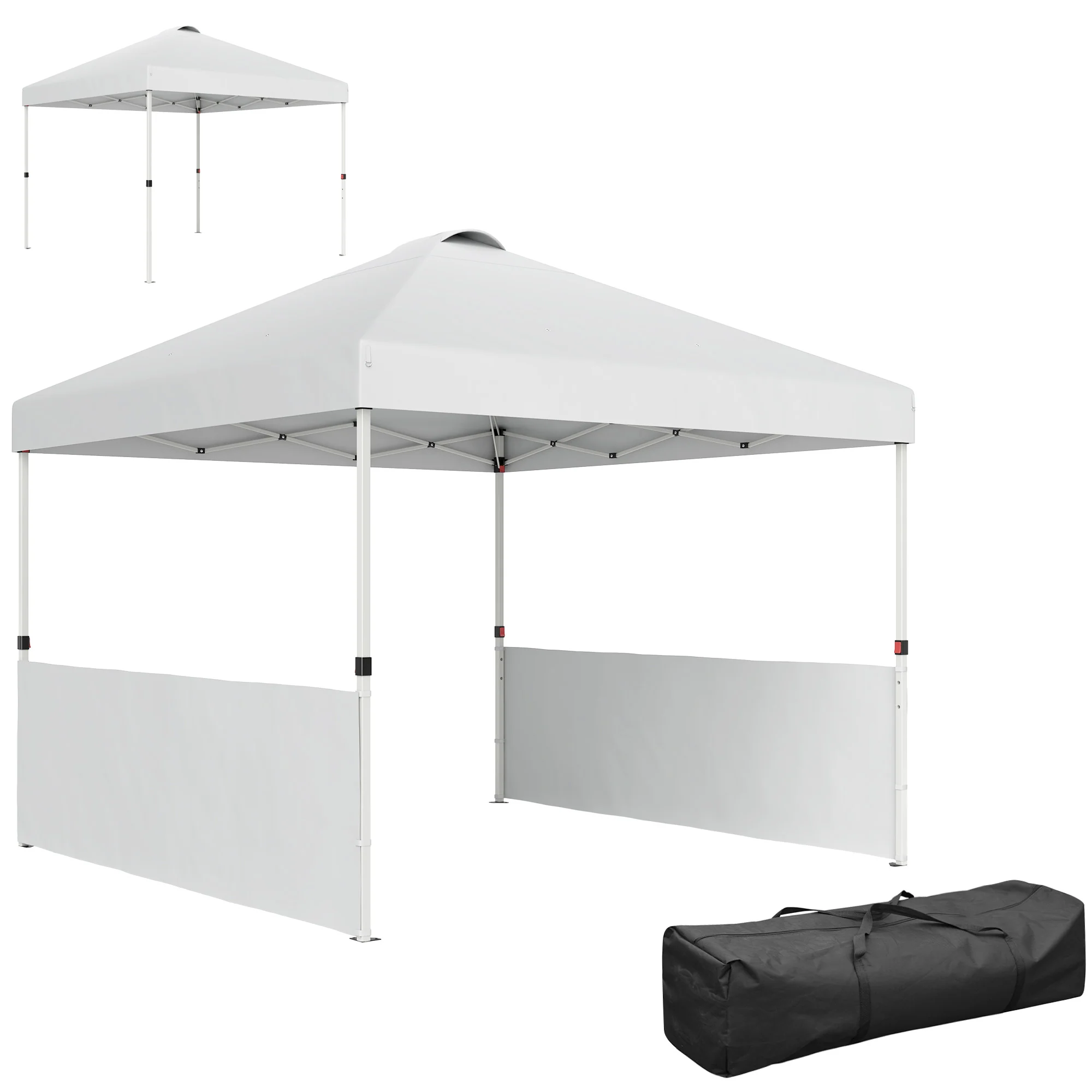 10' x 10' Pop Up Canopy Tent with 2 Half Sidewalls, UV50+, Wheeled Bag, White - Image 12