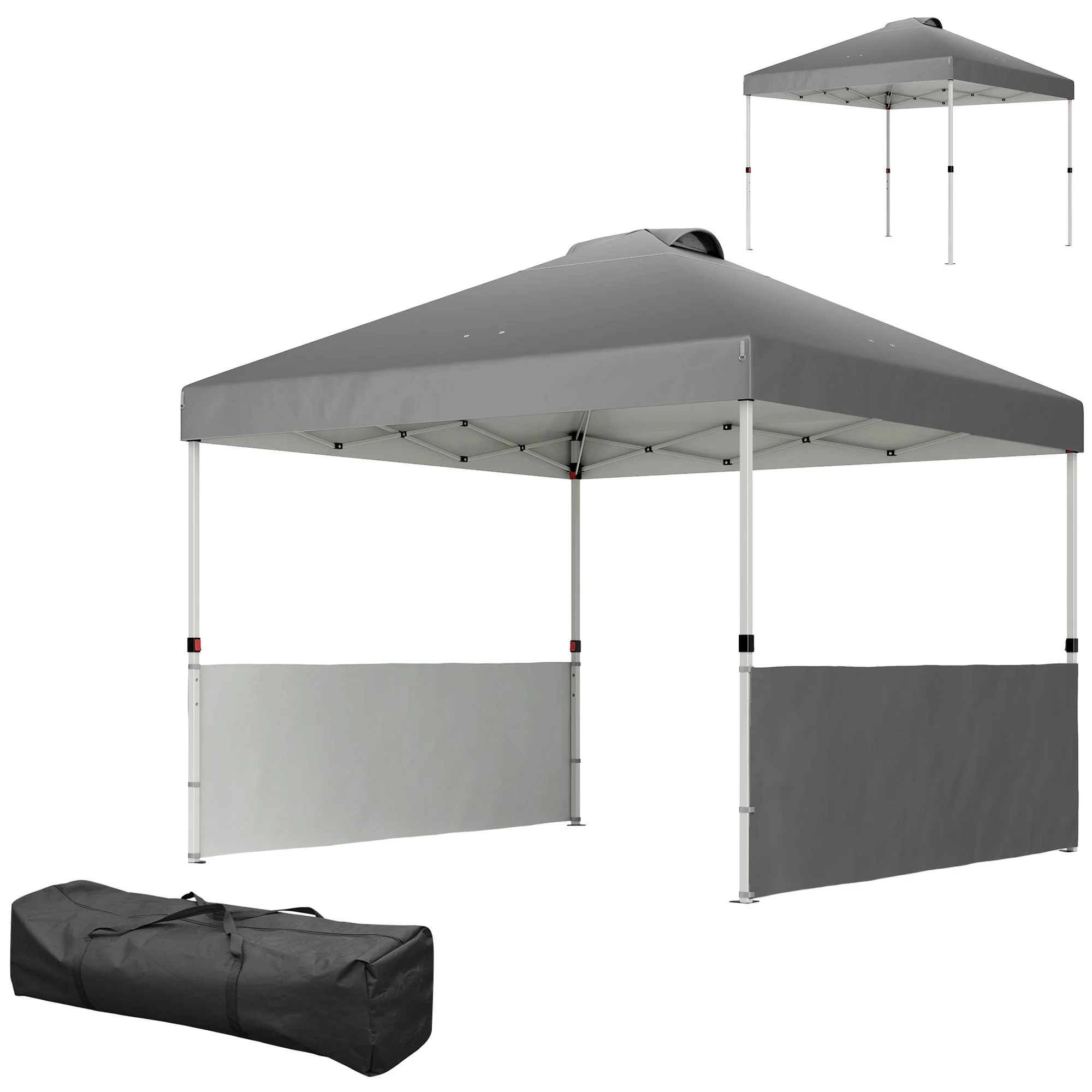 10' x 10' Canopy Tent with UV50+ & Wheeled Bag, 2 Half Sidewalls, Dark Gray - Image 2