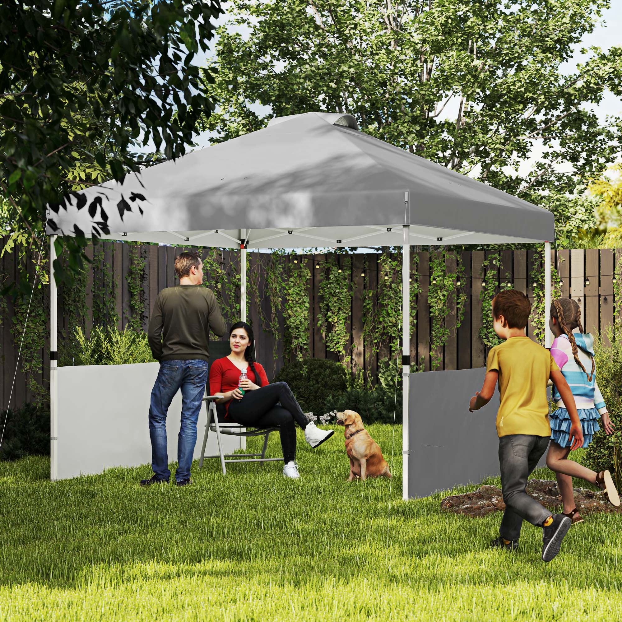 10' x 10' Canopy Tent with UV50+ & Wheeled Bag, 2 Half Sidewalls, Dark Gray - Image 3