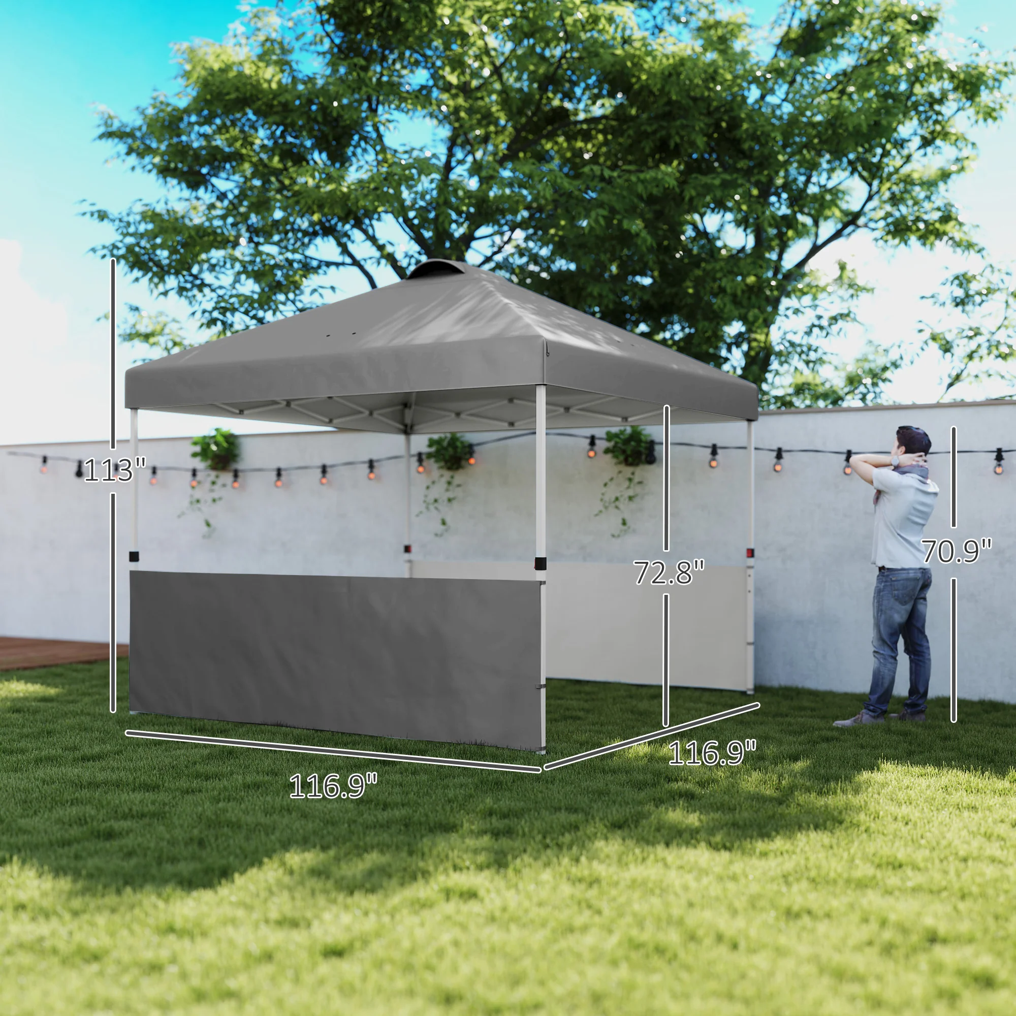 10' x 10' Canopy Tent with UV50+ & Wheeled Bag, 2 Half Sidewalls, Dark Gray - Image 5
