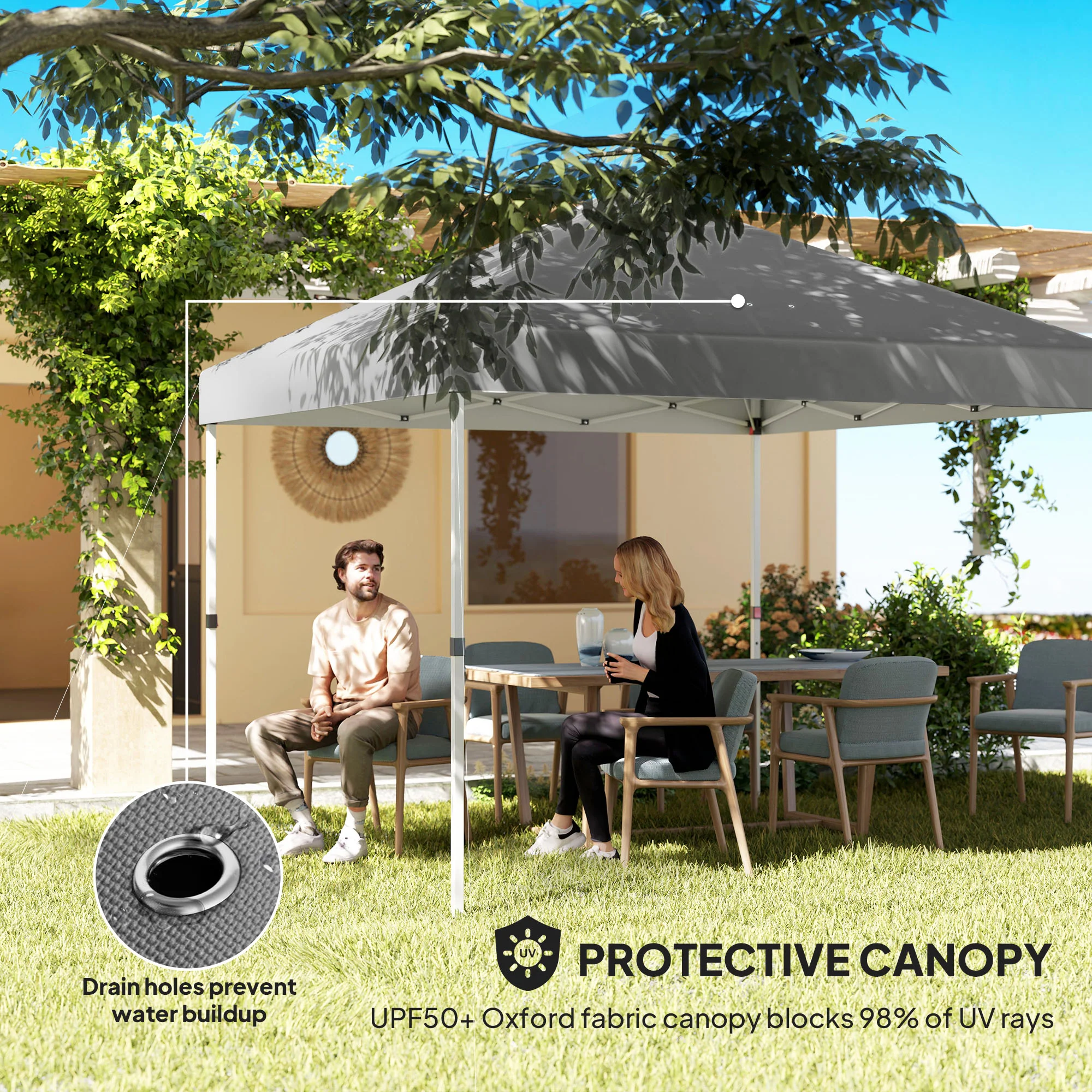 10' x 10' Canopy Tent with UV50+ & Wheeled Bag, 2 Half Sidewalls, Dark Gray - Image 9