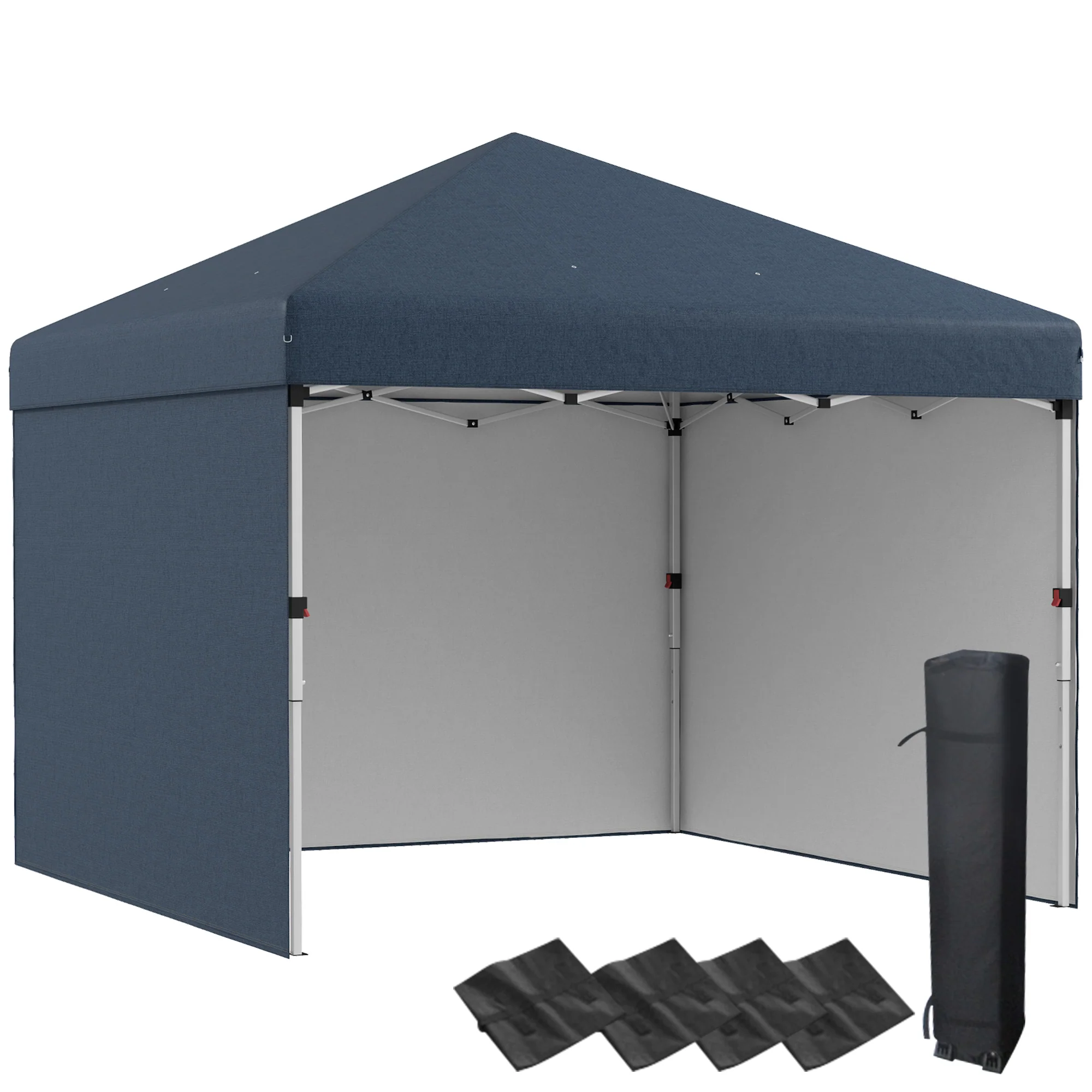 10' x 10' Adjustable Height Pop-Up Canopy with Sidewalls & Weight Bags, Navy Blue