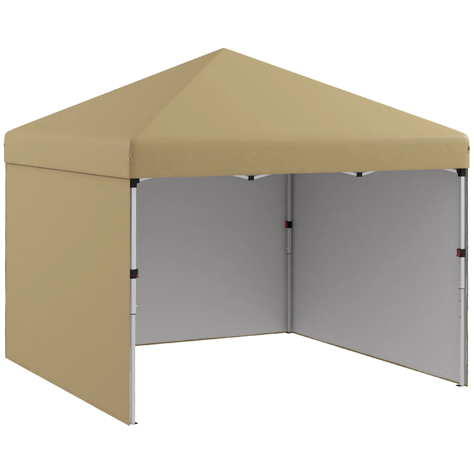 10' x 10' Adjustable Height Pop Up Canopy with Sidewalls, Weight Bags, Carry Bag, Beige - Image 2