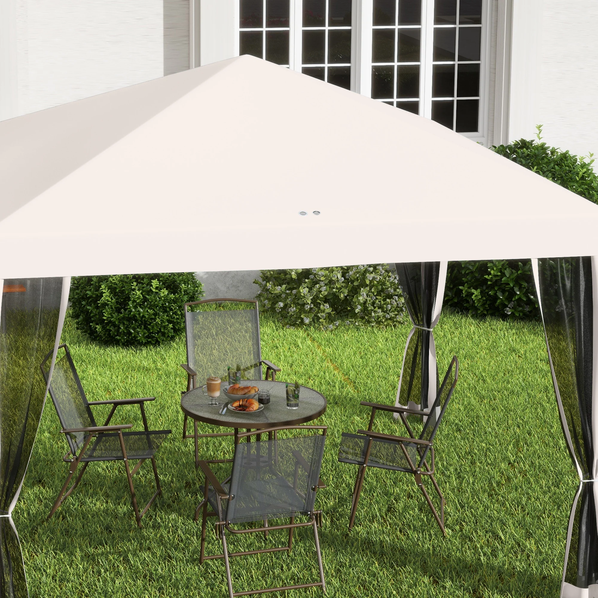10' x 10' Pop-Up Canopy Tent with Netting, Carry Bag & Adjustable Height, Beige - Image 10