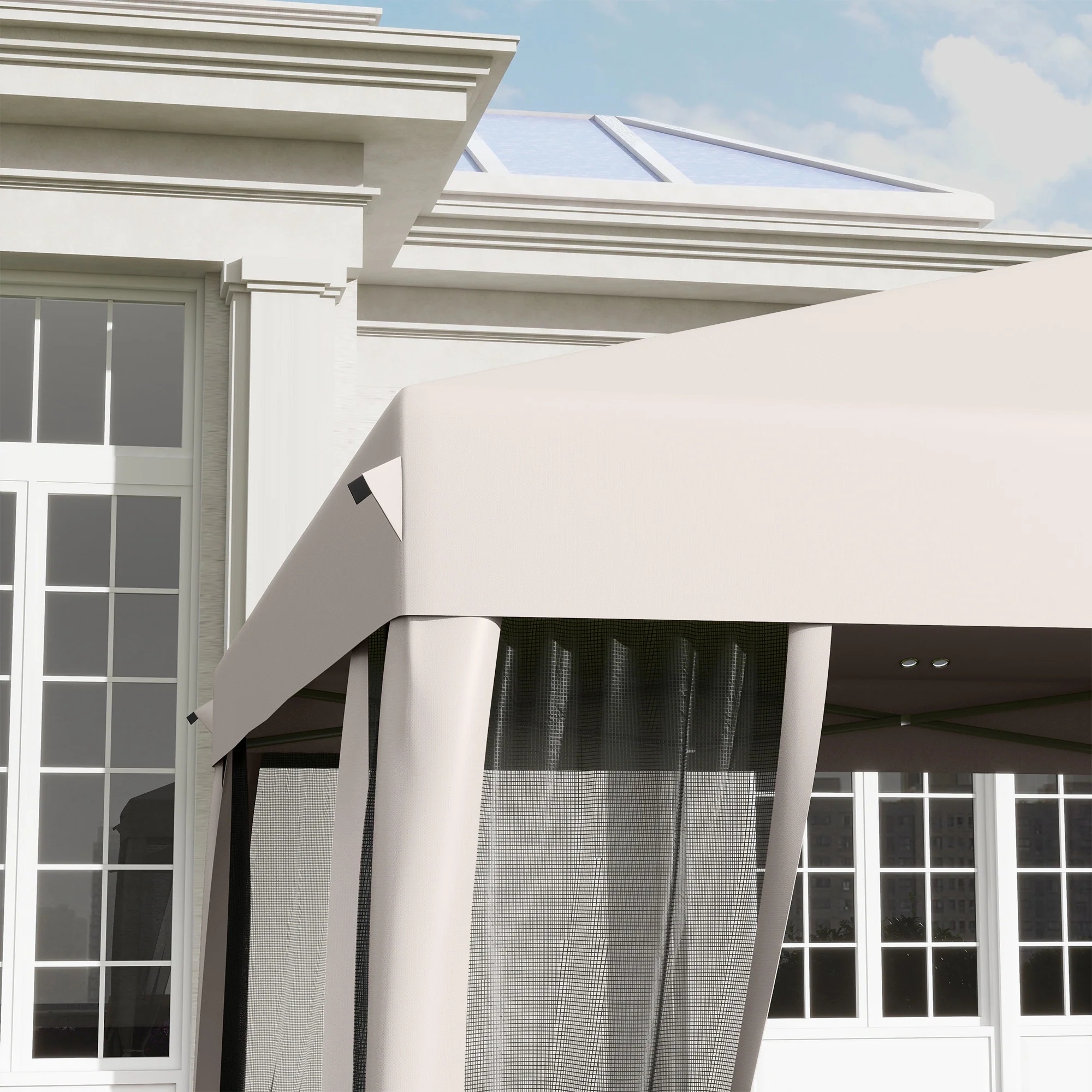 10' x 10' Pop-Up Canopy Tent with Netting, Carry Bag & Adjustable Height, Beige - Image 11