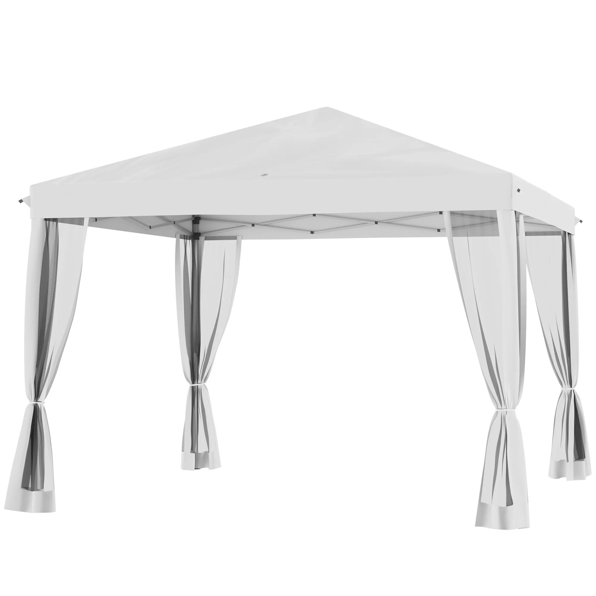 10' x 10' Instant Pop-Up Canopy with Removable Side & Mesh Walls, Cream White - Image 2