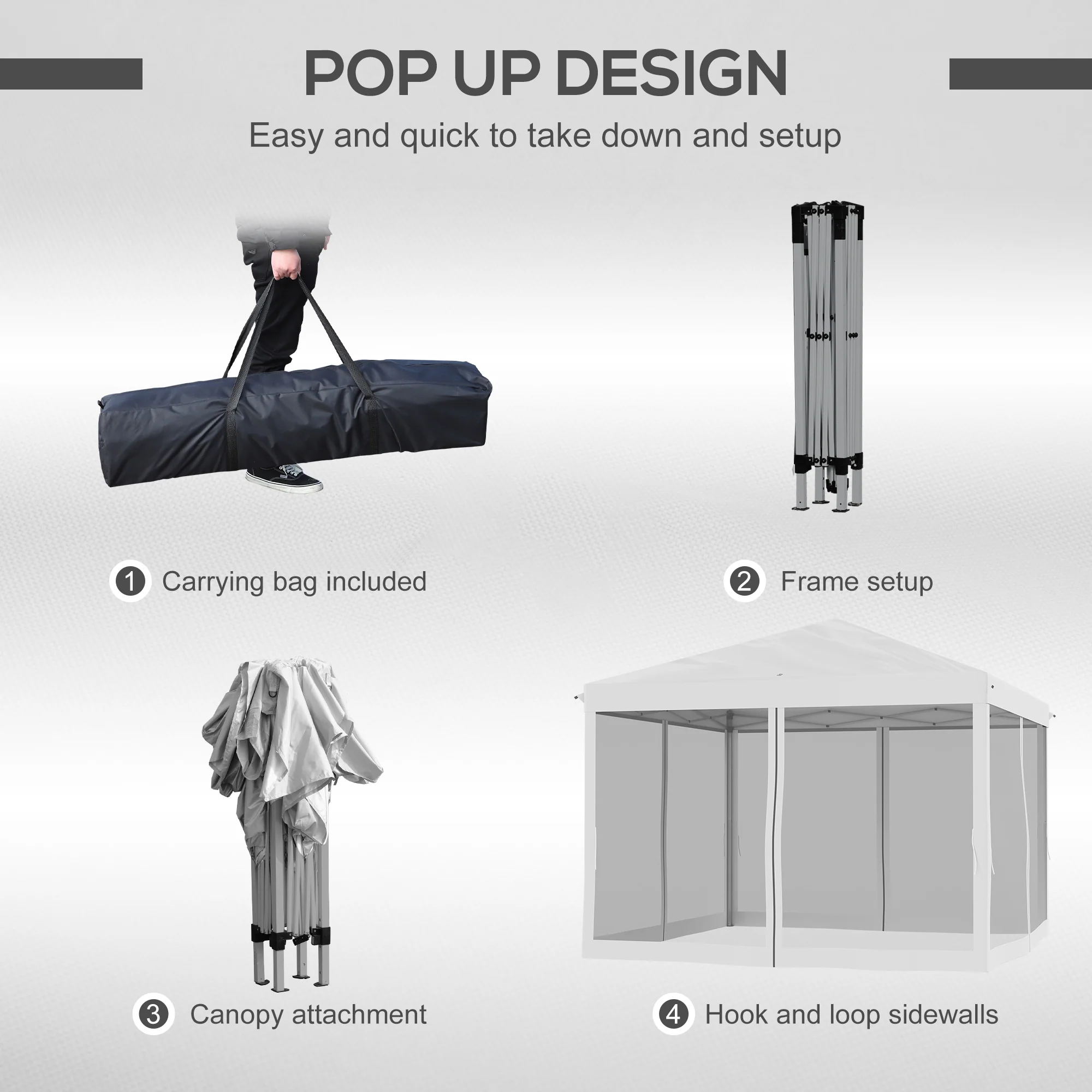 10' x 10' Instant Pop-Up Canopy with Removable Side & Mesh Walls, Cream White - Image 7