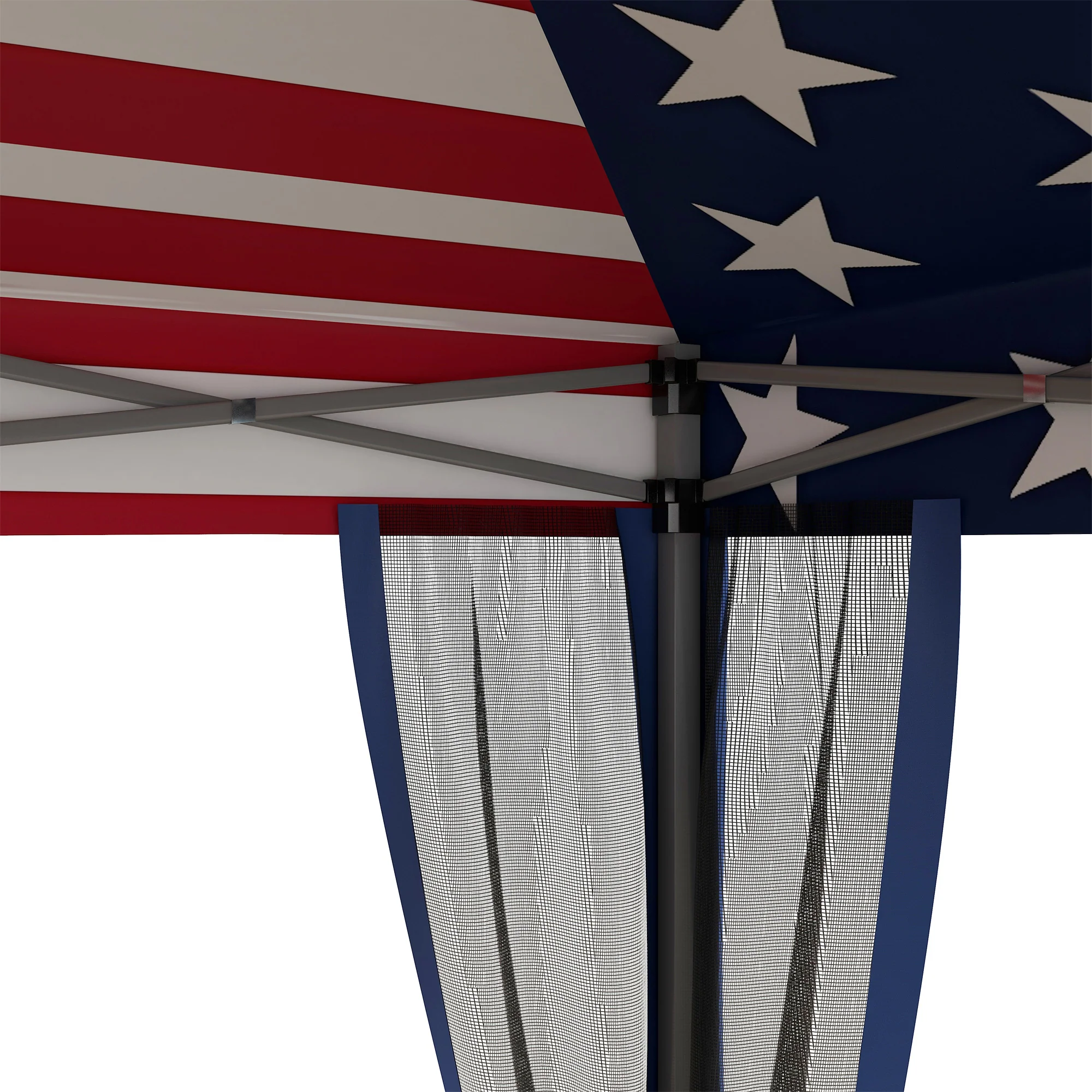 10' x 10' Pop-Up Canopy with Mesh Walls, Instant Setup, Side Panels & American Flag Design - Image 10