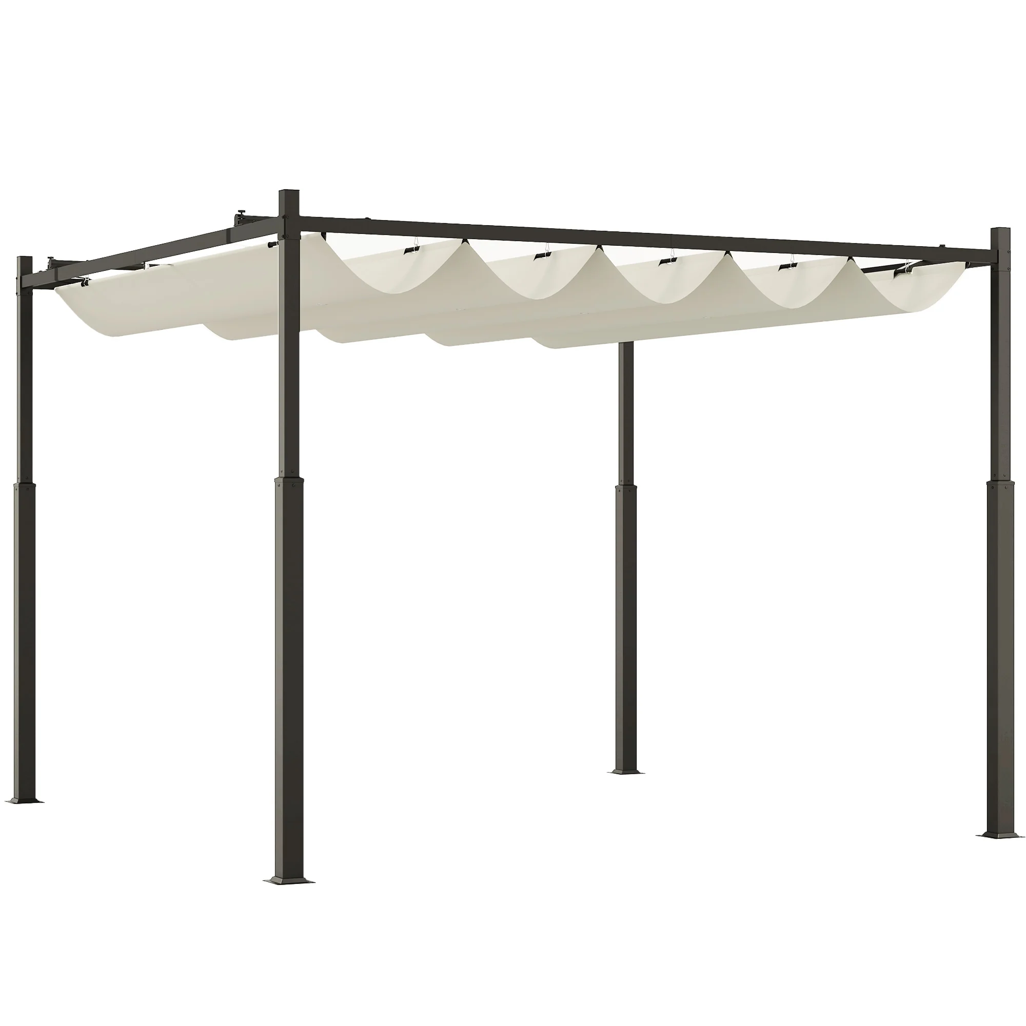 10' x 10' Retractable Pergola Canopy with Magnetic Fixture, UPF30+, Cream White