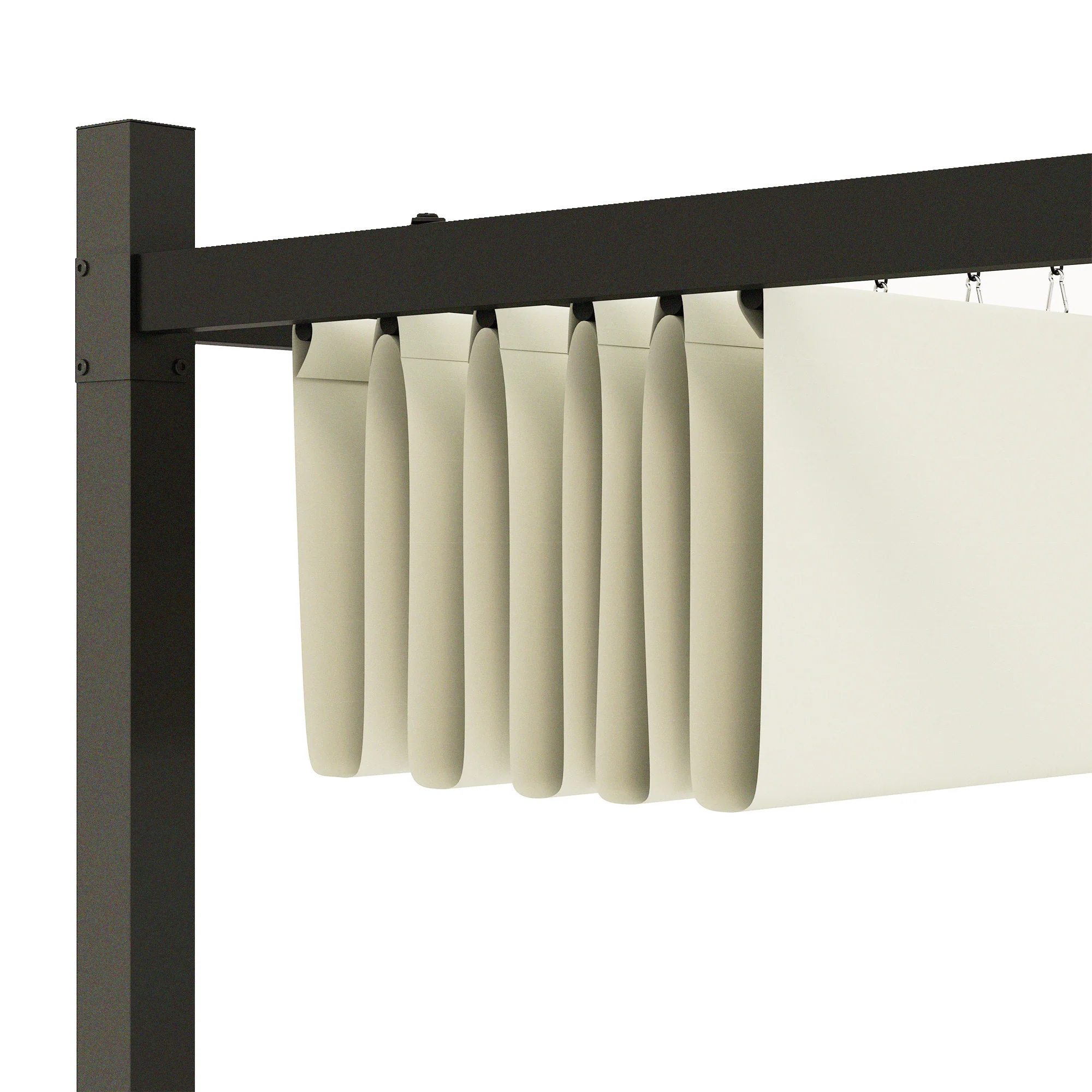 10' x 10' Retractable Pergola Canopy with Magnetic Fixture, UPF30+, Cream White - Image 10