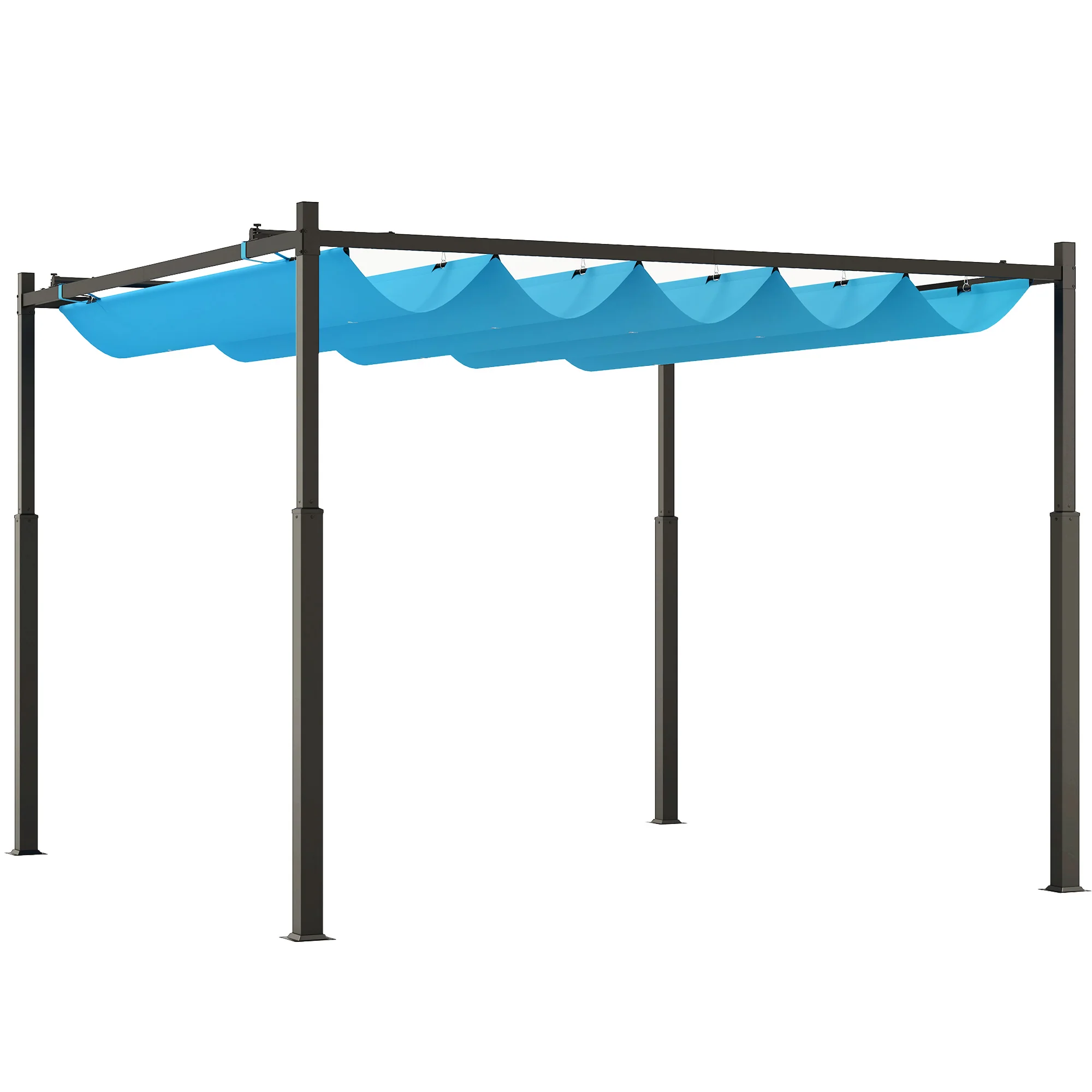 10' x 10' Retractable Pergola Canopy with Magnetic Fixture & UPF30+, Blue