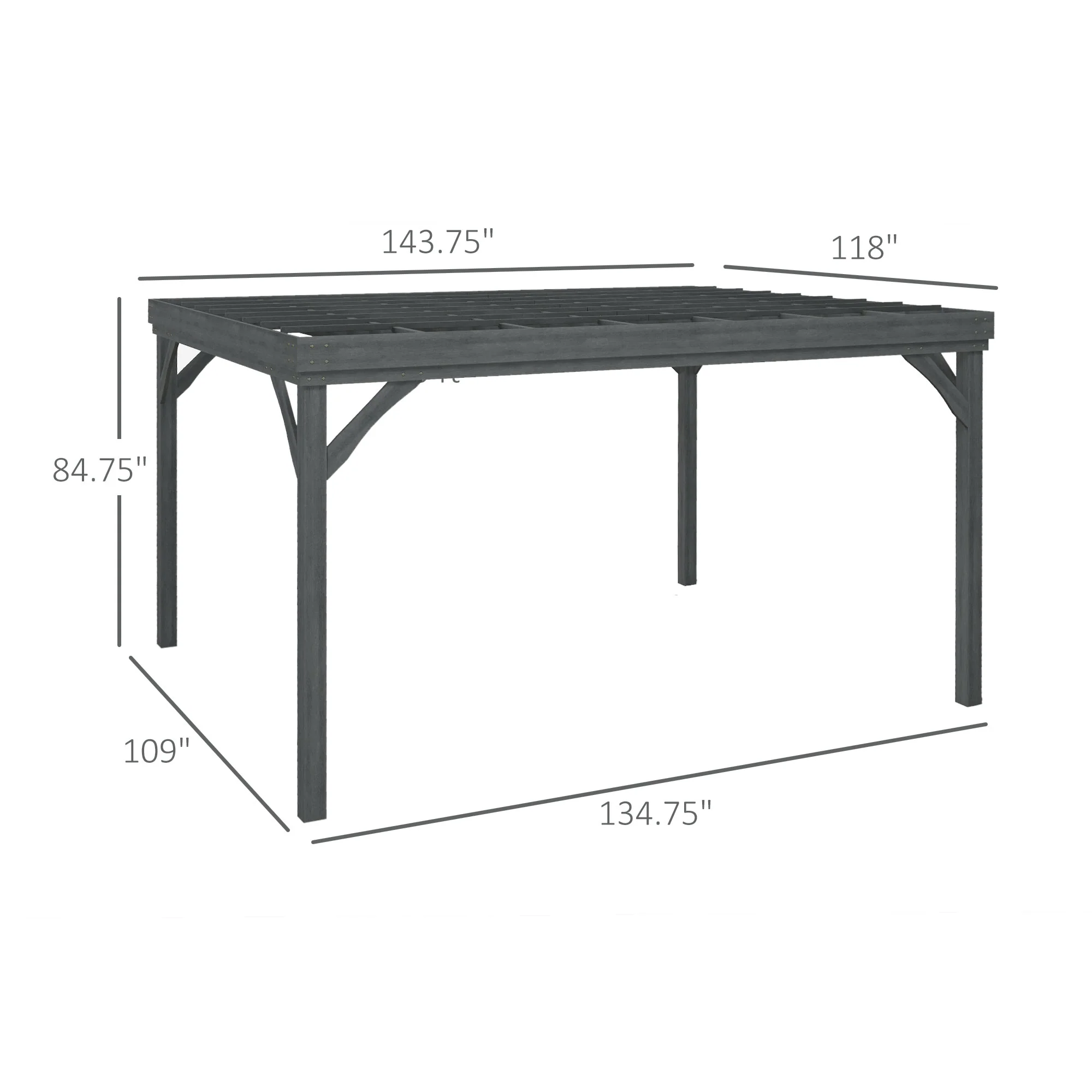 PerArbor 10' x 12' Wooden Pergola for Garden, Patio, Backyard, Gray - Image 5