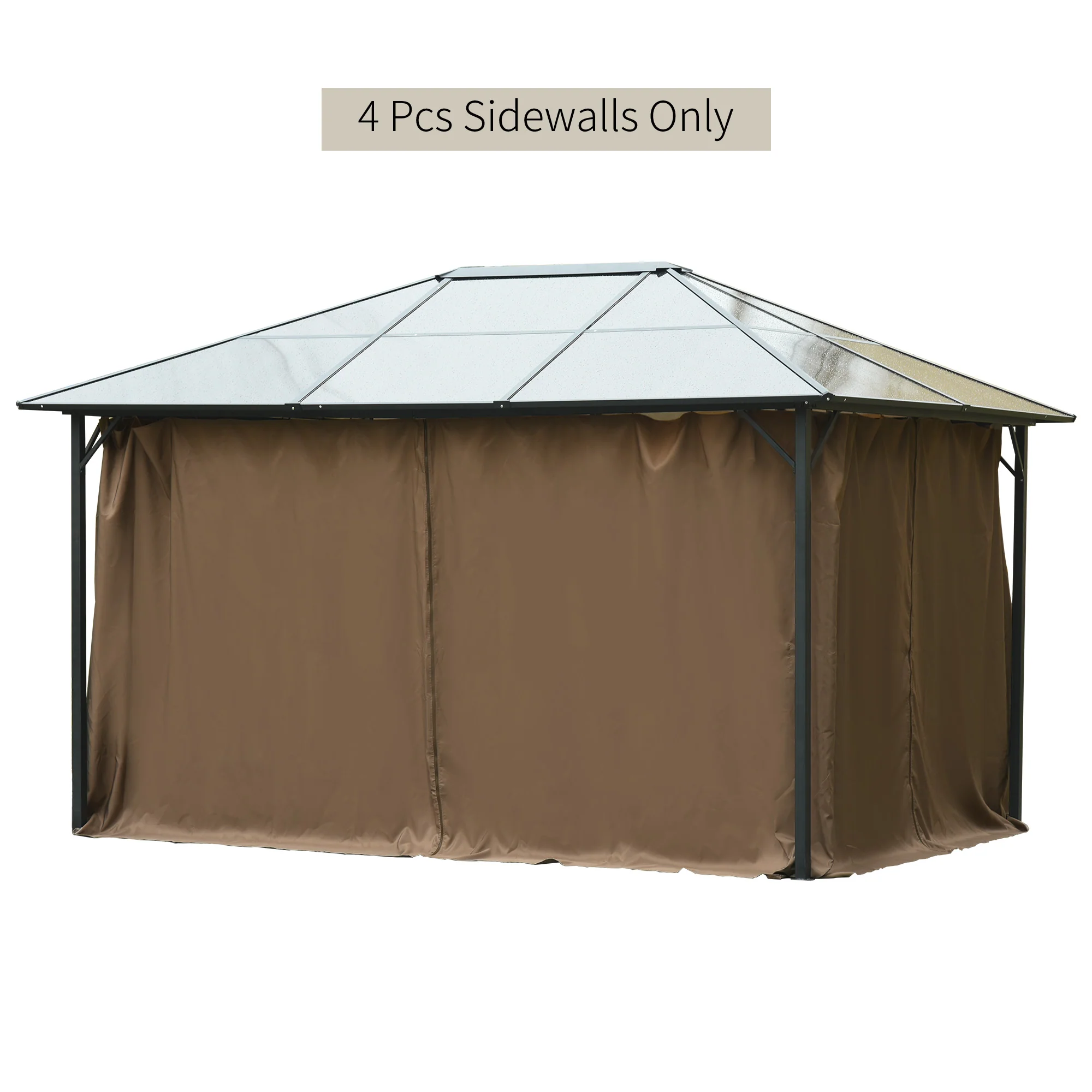 10' x 12' Gazebo Sidewall Set Hooks/C-Rings Brown - Image 10