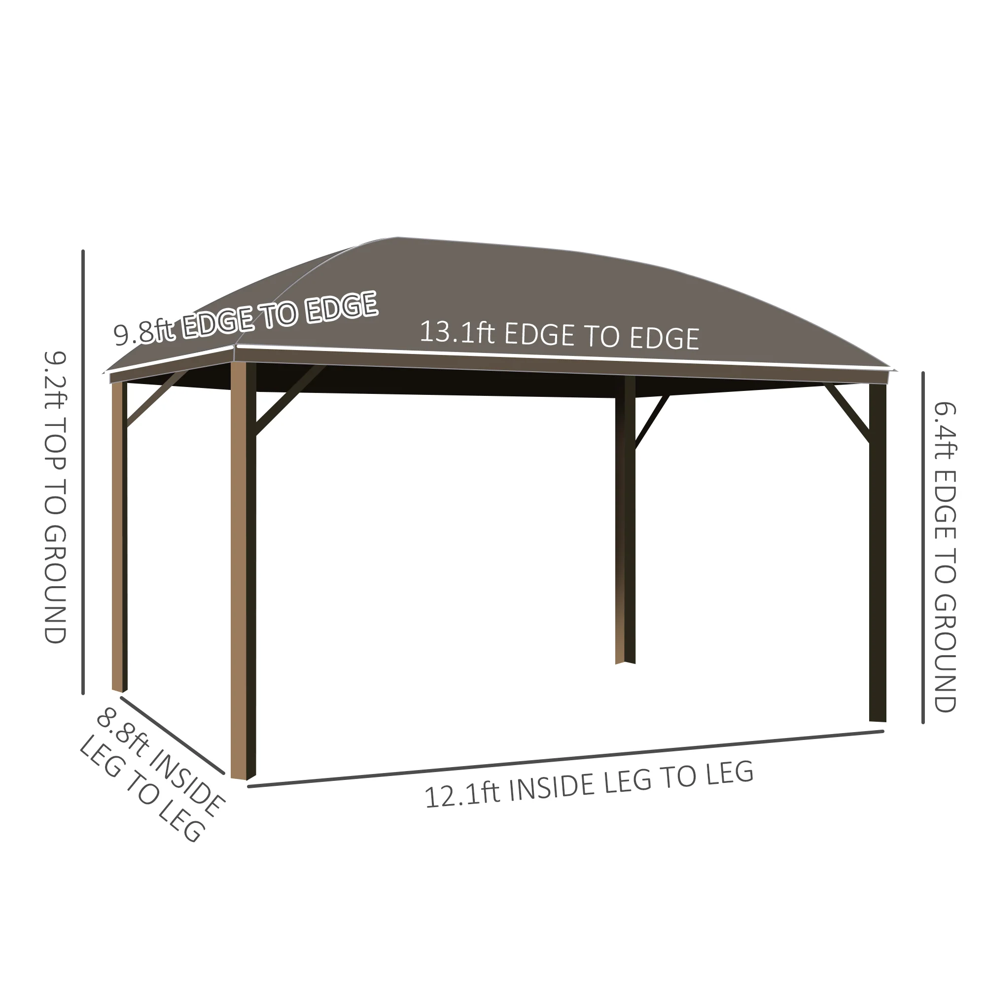 10' x 13' Hardtop Gazebo with Curtains, Netting, Steel Roof, Ceiling Hook, Gray - Image 5