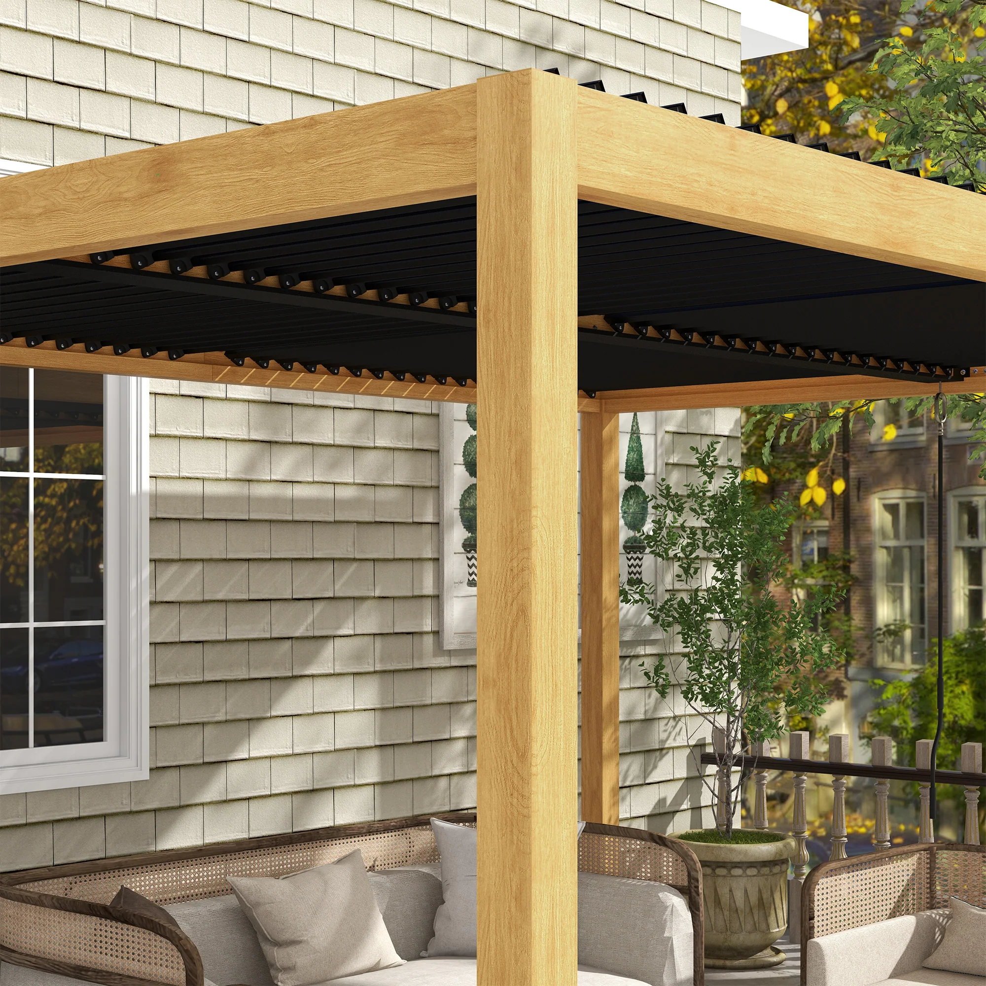 10' x 13' Aluminum Louvered Pergola with Adjustable Roof, Hardtop Gazebo for Outdoor Spaces, Gray - Image 10