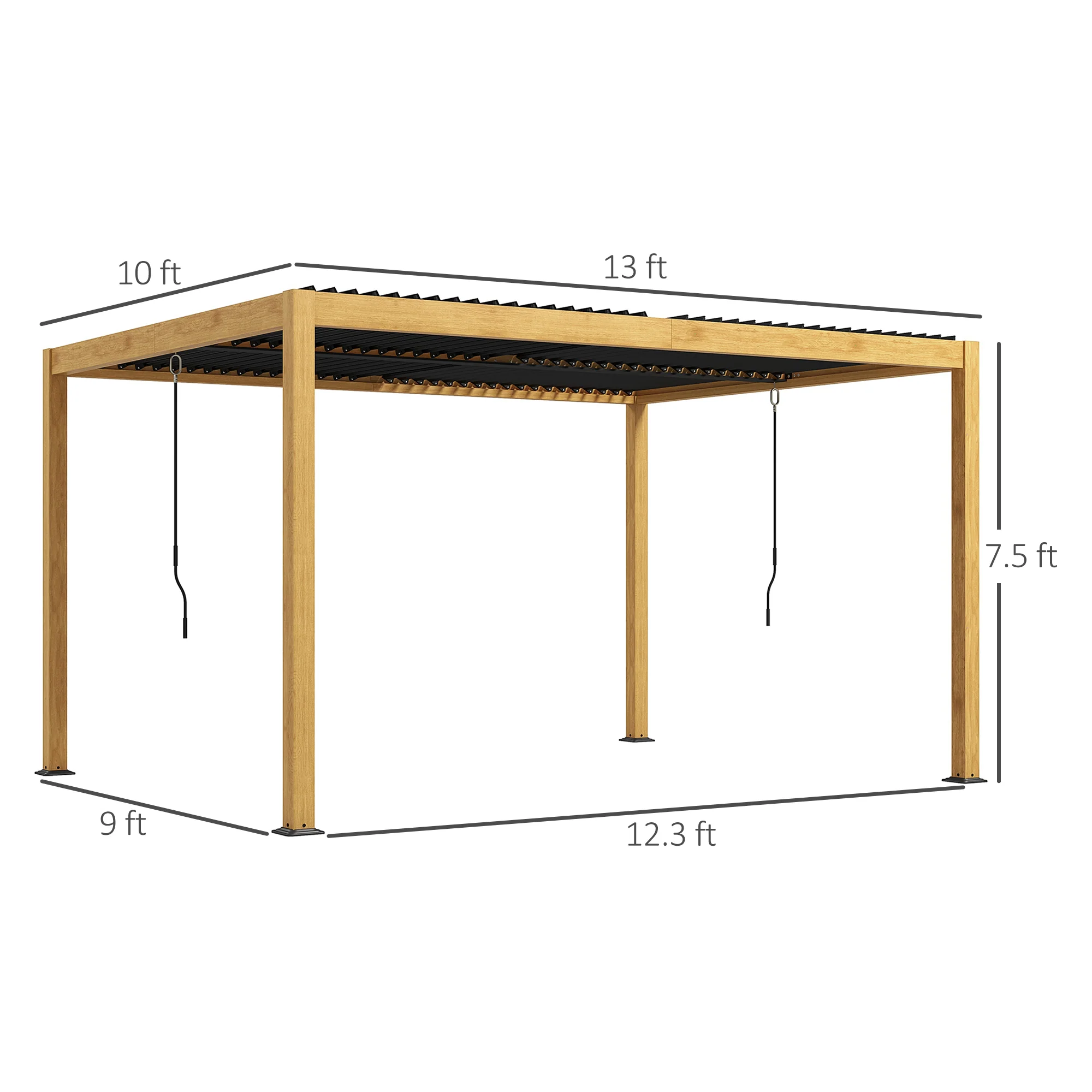10' x 13' Aluminum Louvered Pergola with Adjustable Roof, Hardtop Gazebo for Outdoor Spaces, Gray - Image 5