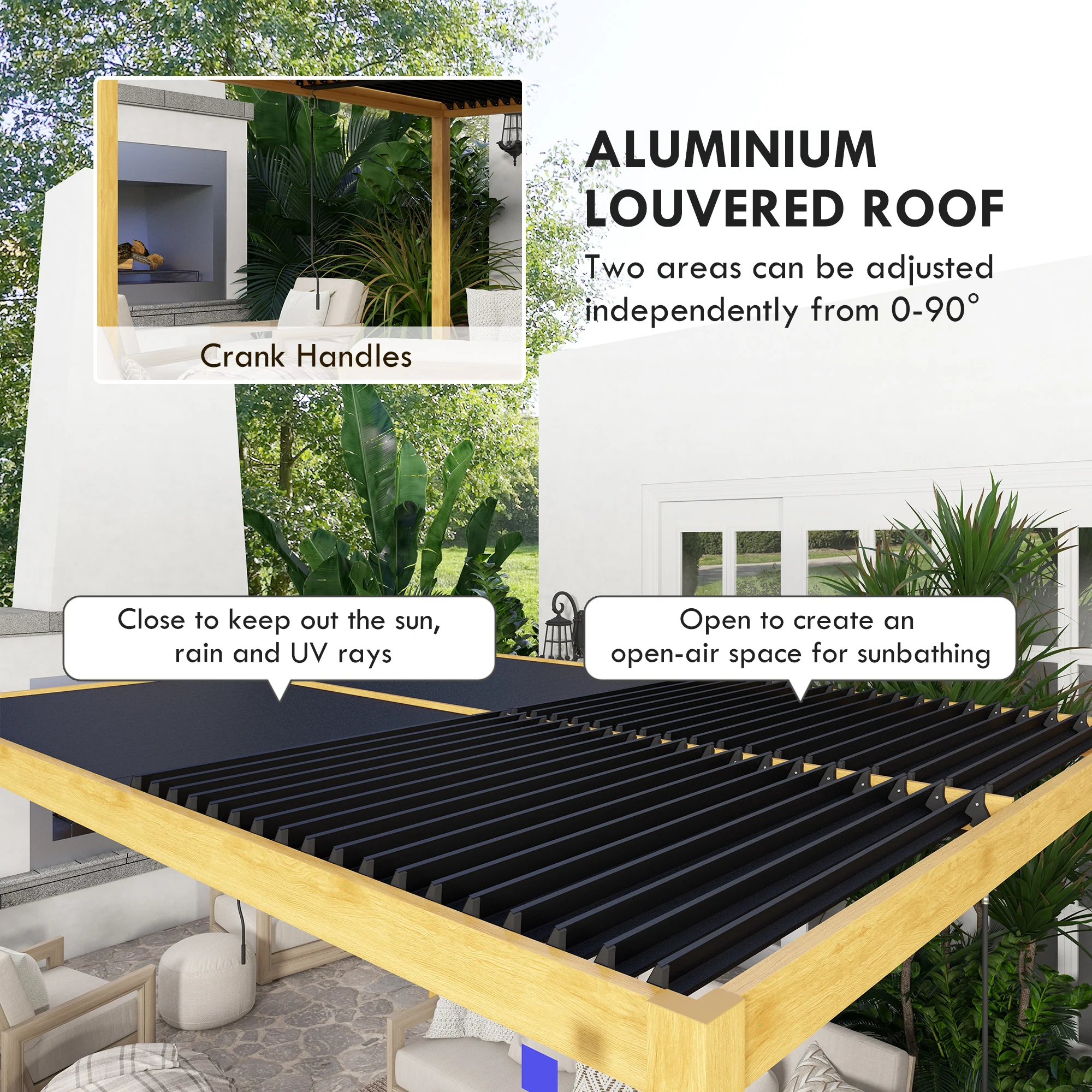 10' x 13' Aluminum Louvered Pergola with Adjustable Roof, Hardtop Gazebo for Outdoor Spaces, Gray - Image 6