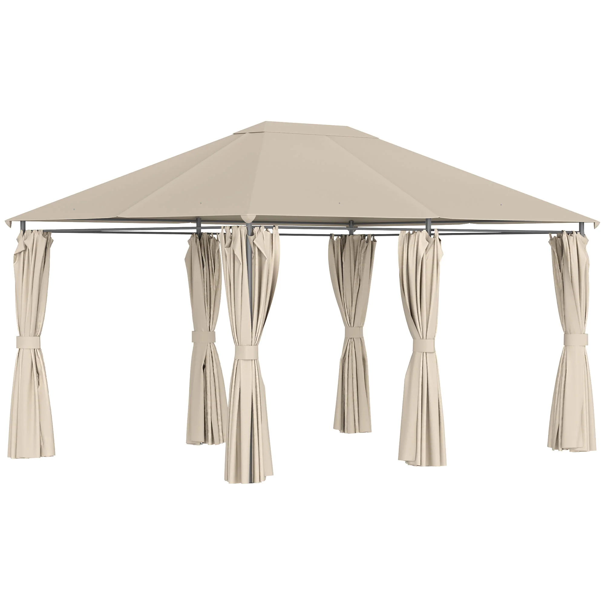 10' x 13' Outdoor Gazebo with 6 Removable Sidewalls & Steel Frame, Khaki - Image 12