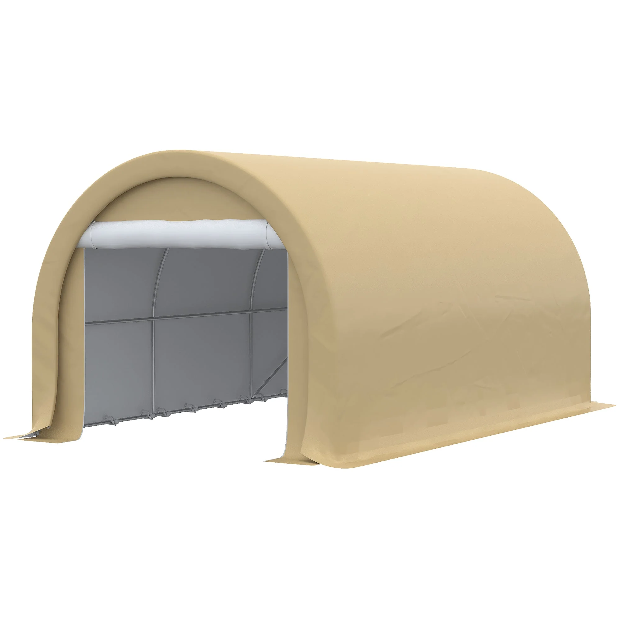 10' x 16' Heavy-Duty Carport with Zippered Door & UV-Resistant Canopy, Beige - Image 10