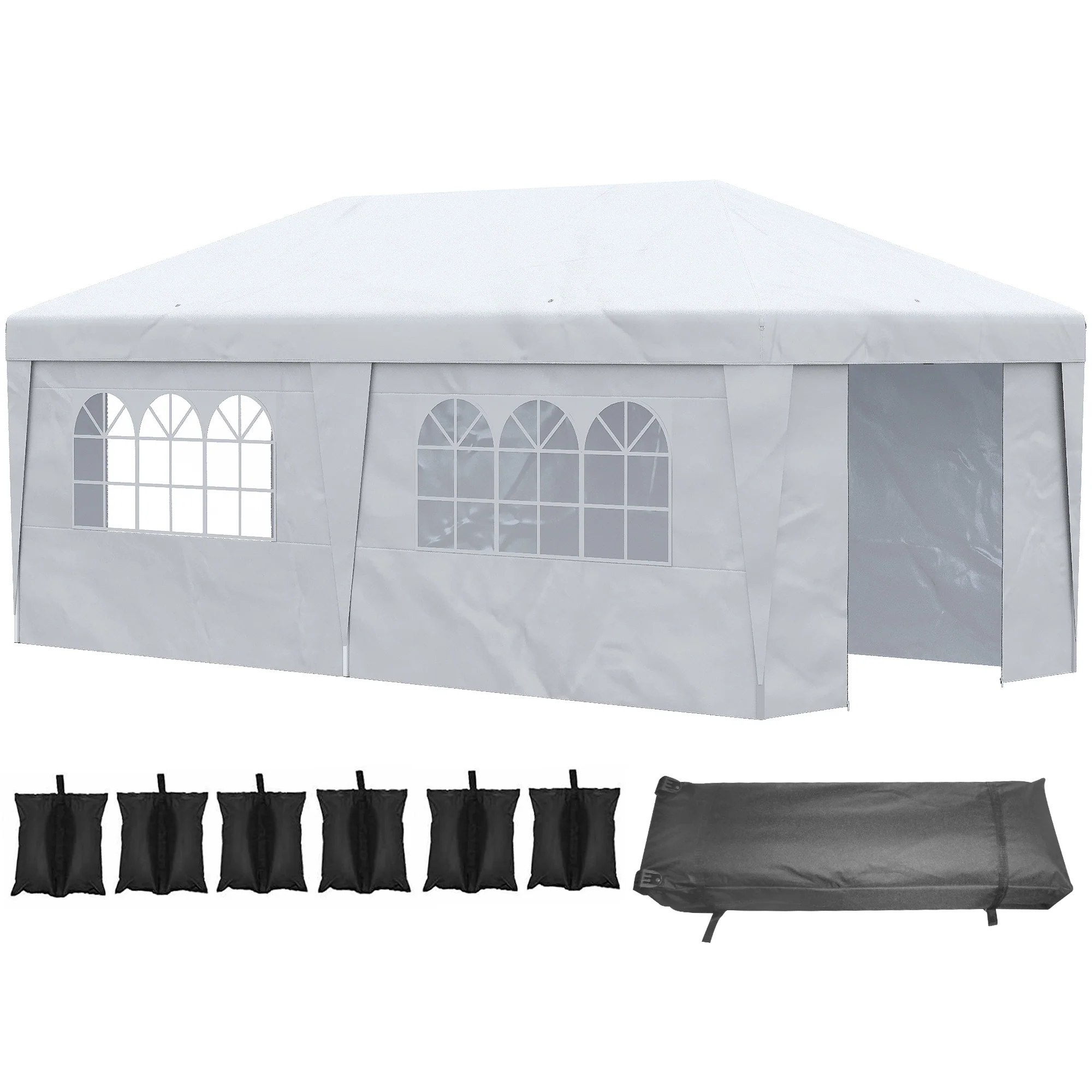 10' x 19.5' Pop Up Canopy Tent with Height Adjustable, Sidewalls, Weight Bags&Carry Bag, White - Image 12