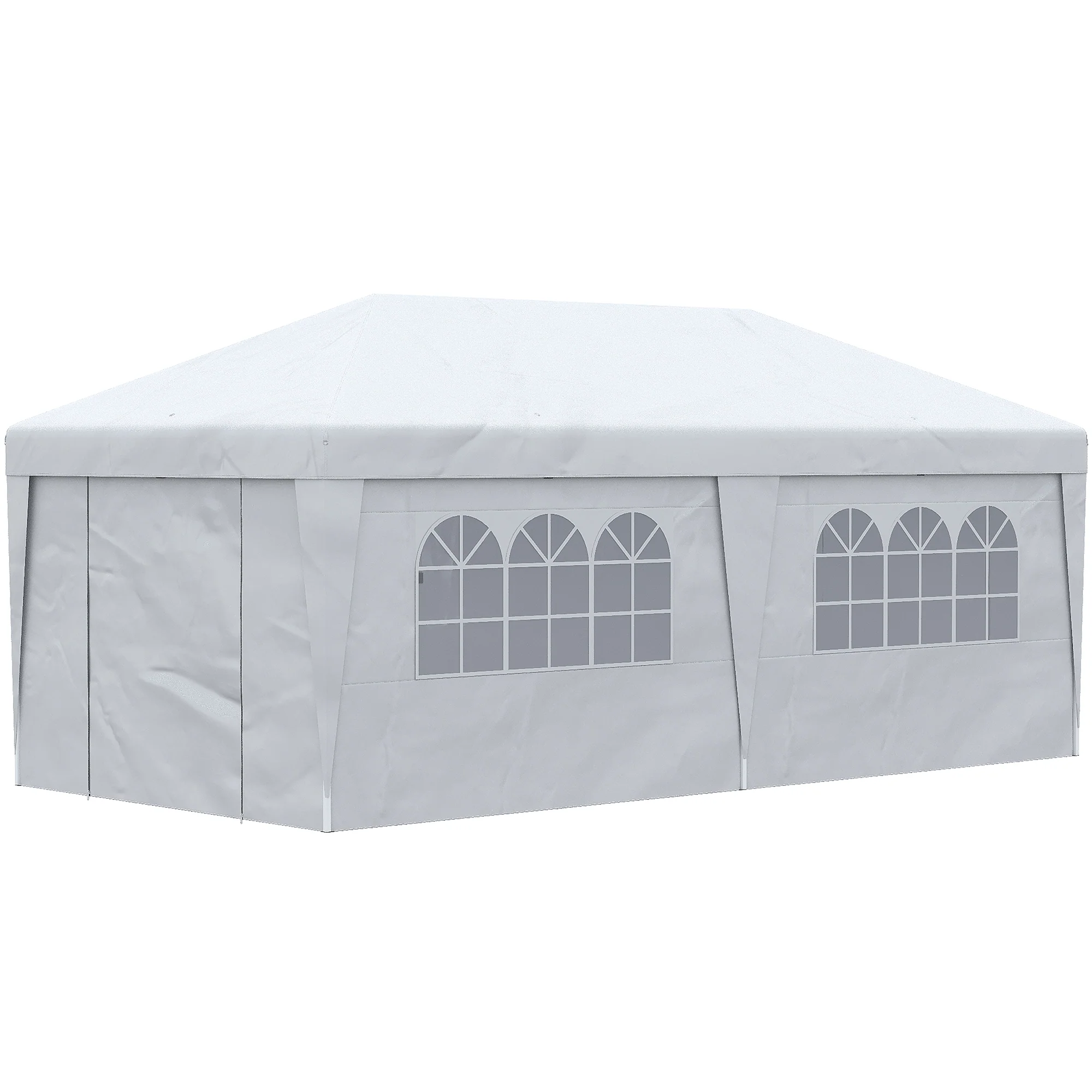 10' x 19.5' Pop Up Canopy Tent with Height Adjustable, Sidewalls, Weight Bags&Carry Bag, White - Image 2