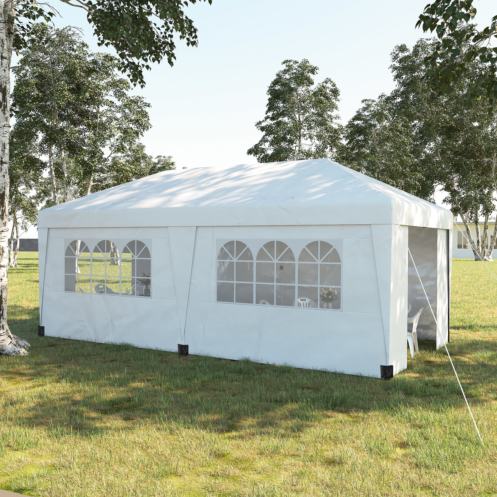 10' x 19.5' Pop Up Canopy Tent with Height Adjustable, Sidewalls, Weight Bags&Carry Bag, White - Image 4