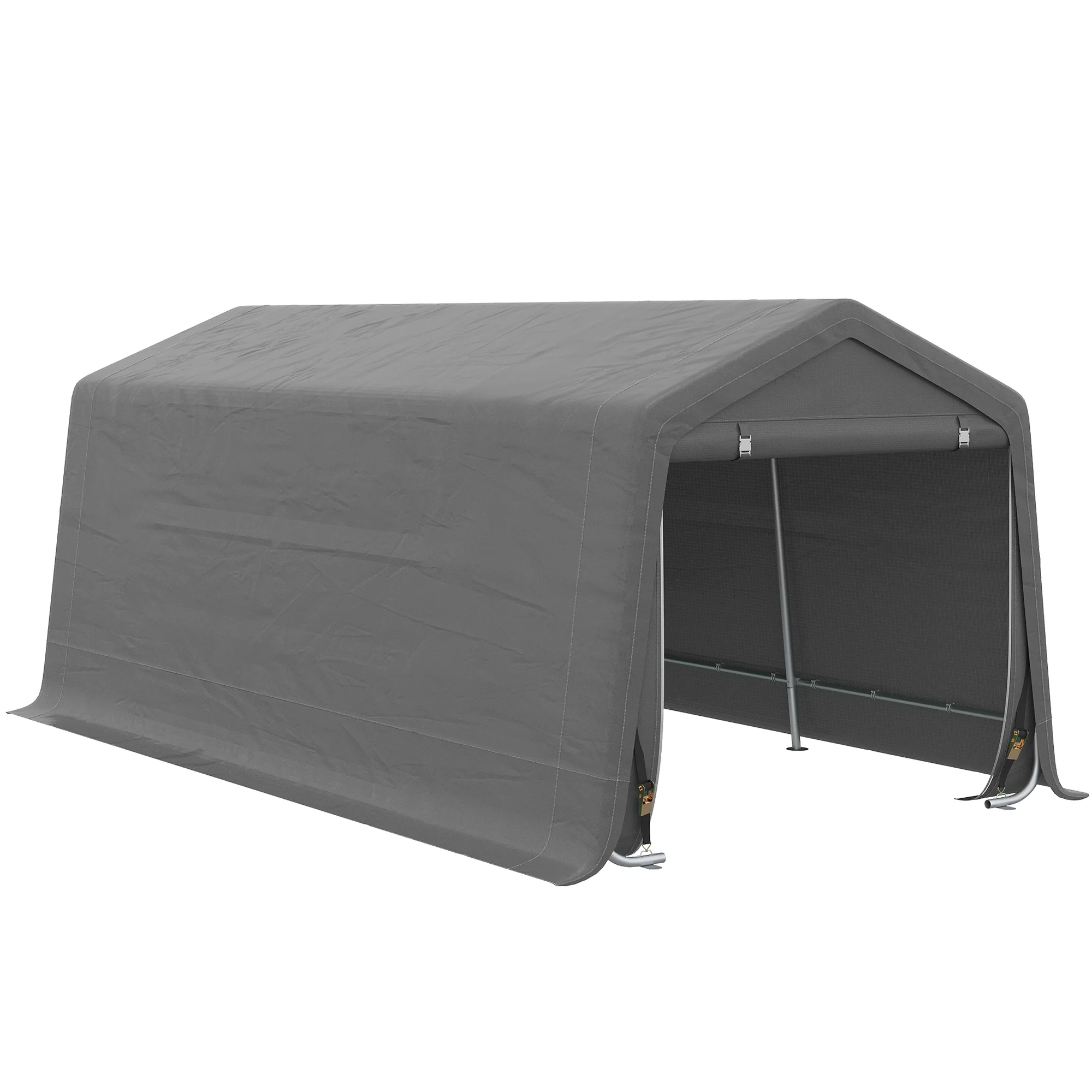 10' x 20' Portable Carport, Heavy-Duty Storage Tent, Anti-UV PE Cover, Double Zipper Doors, Gray