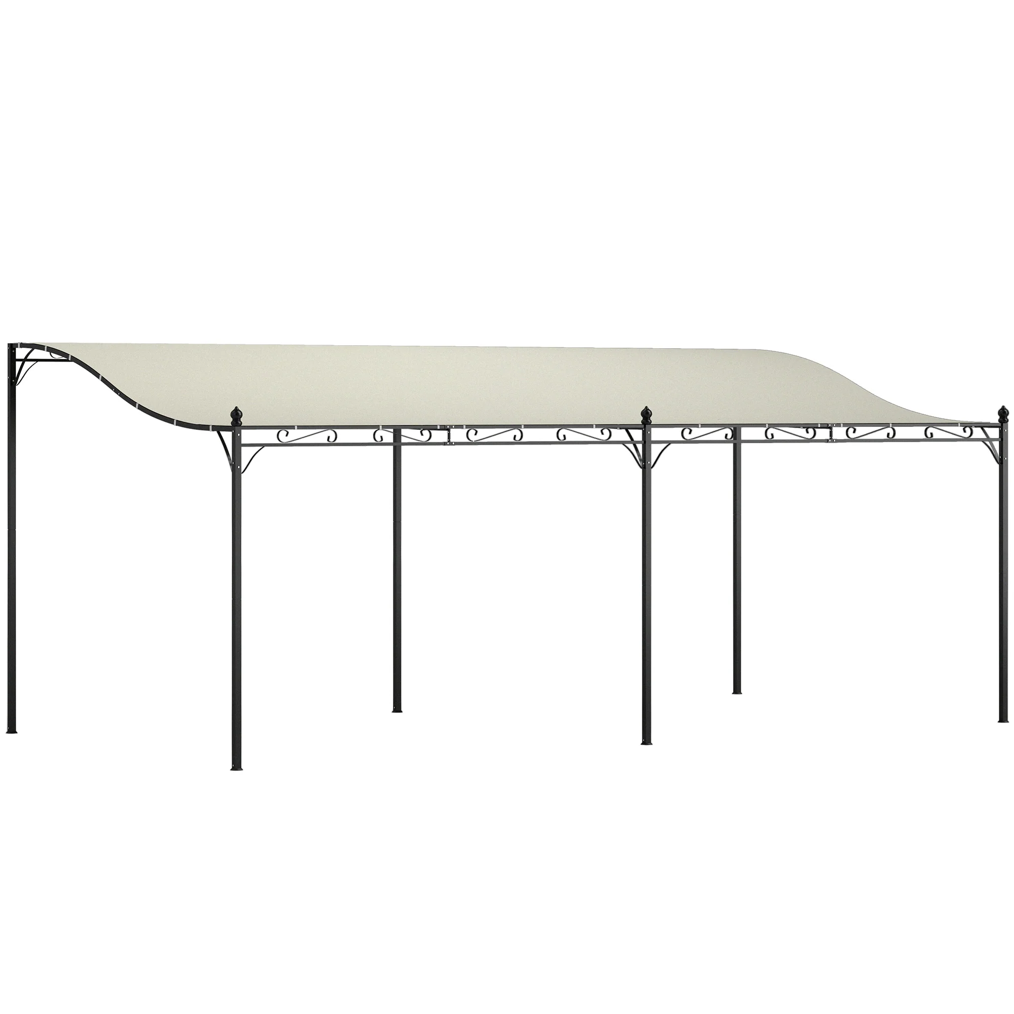10' x 20' Wall-Mounted Metal Pergola Canopy with Drainage Holes in Cream White - Image 2
